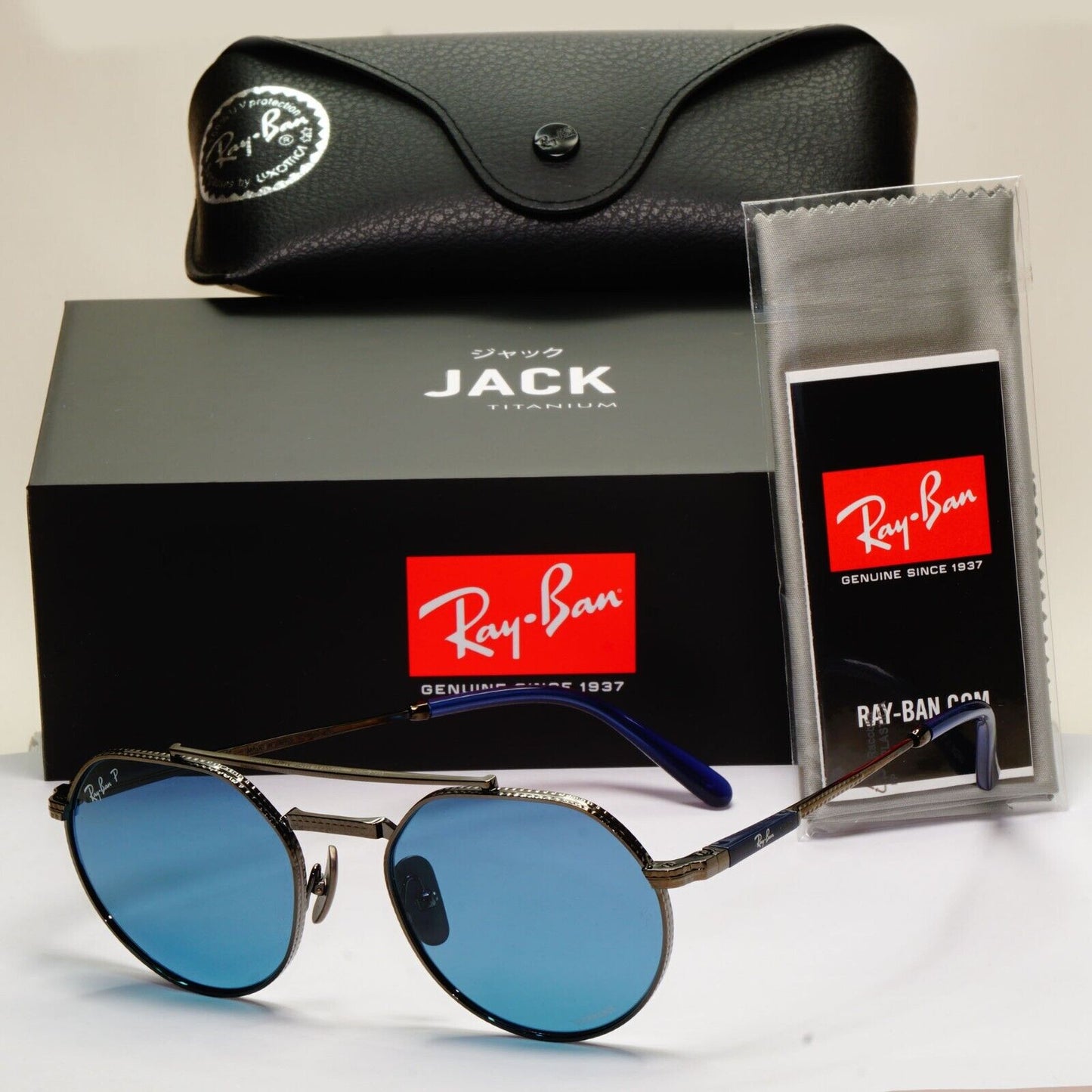 Ray-Ban Sunglasses Jack II Titanium Polarized Gunmetal Blue RB 8265 3142/S2 53mm