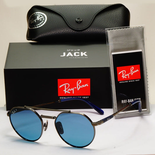 Ray-Ban Sunglasses Jack II Titanium Polarized Gunmetal Blue RB 8265 3142/S2 53mm