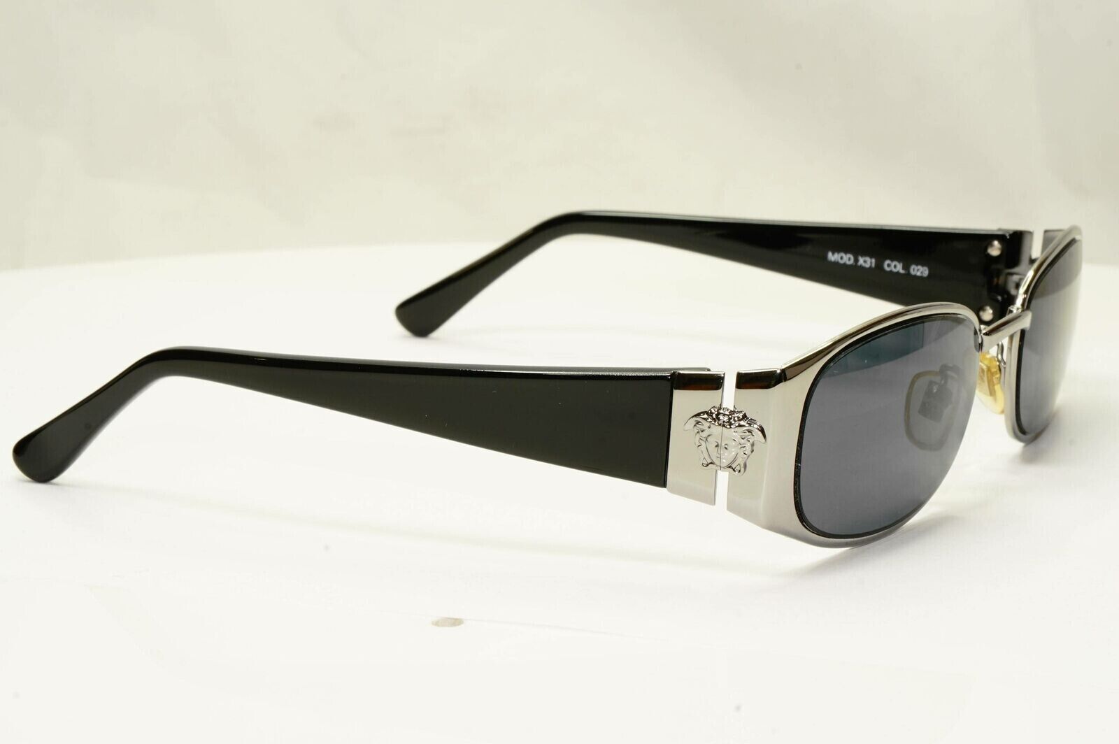 Gianni Versace 1996 Vintage Silver Black Medusa Metal Sunglasses MOD X31 COL 029