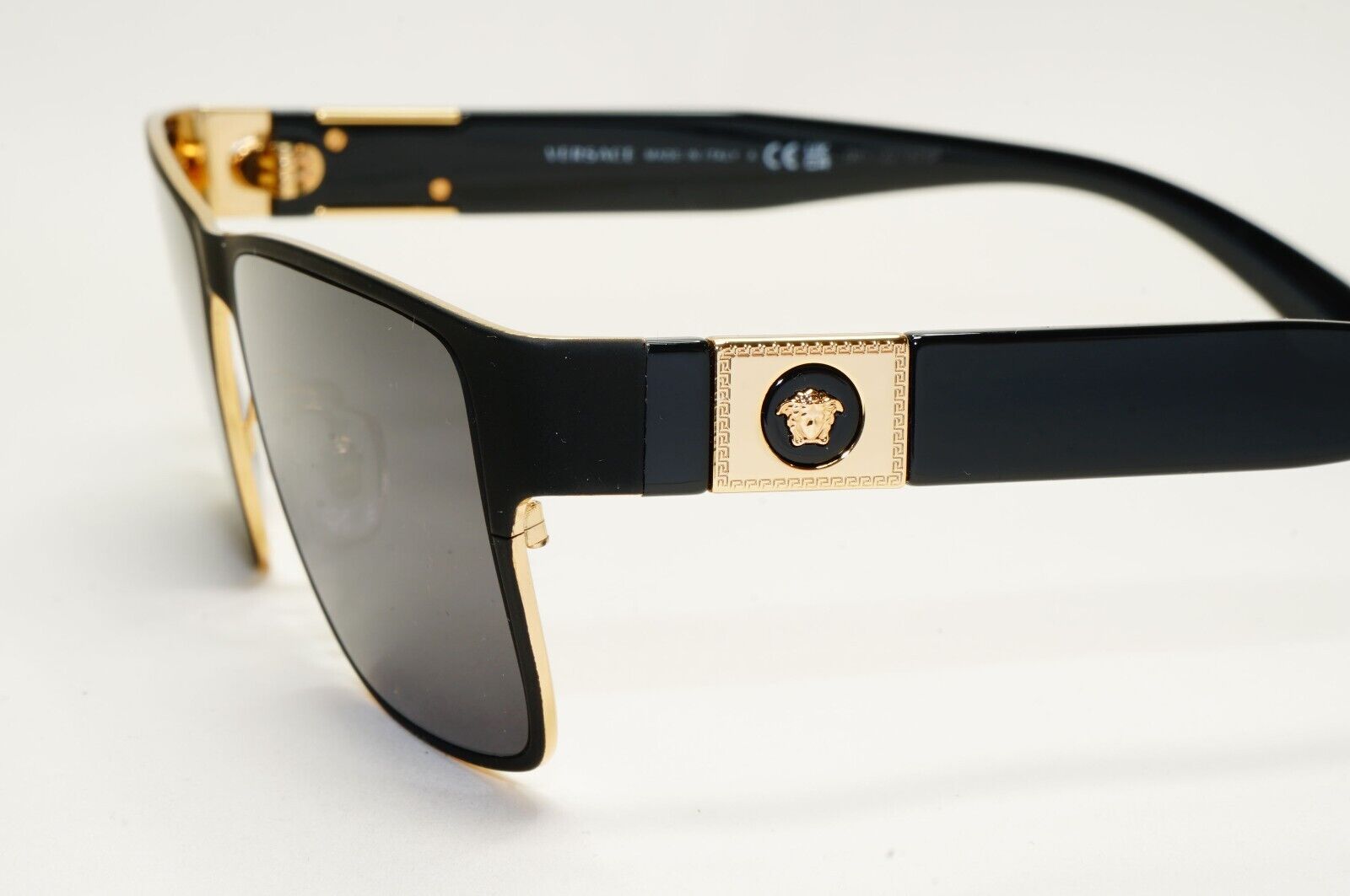 Versace Sunglasses Black Gold Medusa Square Metal MOD VE 1274 1436 57mm