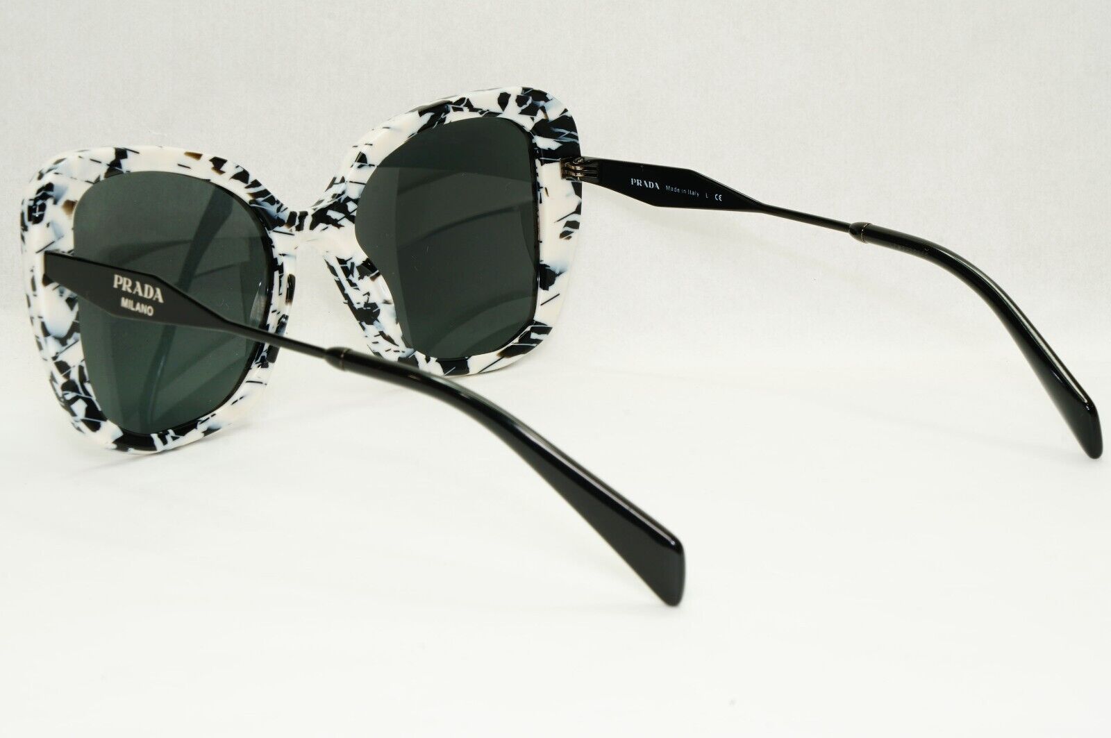 Prada Sunglasses White Black Marble Talc Abstract Grey PR03YS SPR 03Y 02Y-5S0