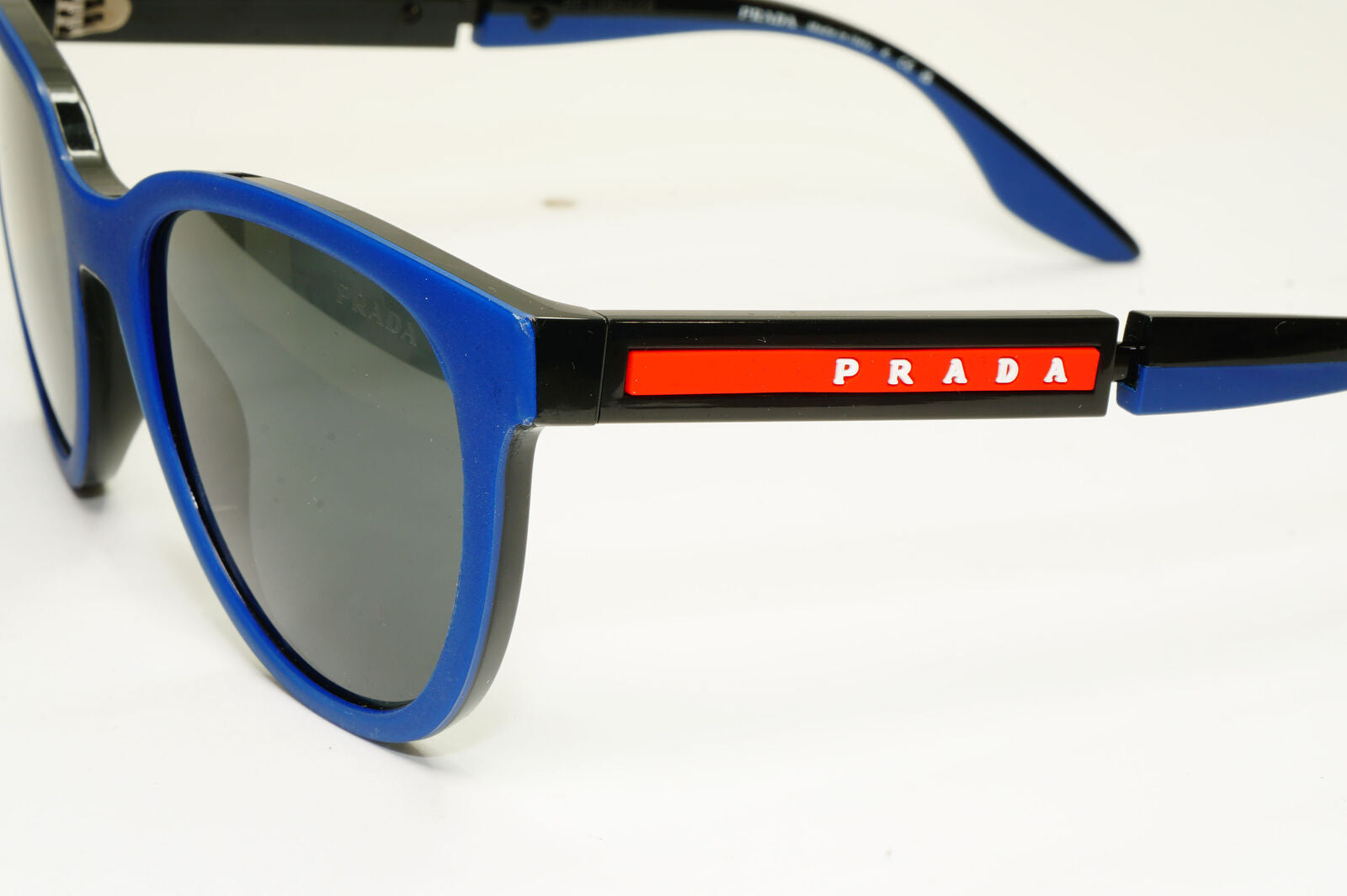 Prada Sunglasses Blue Black Navy Square Red Stripe PS05XS SPS 05X 02S-06F