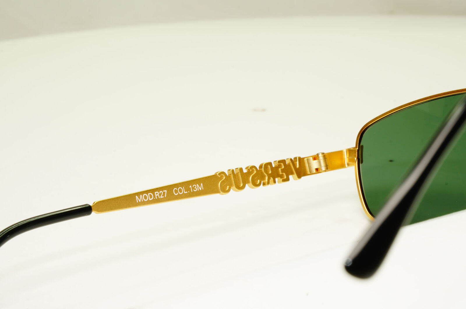 Versus 1995 Vintage Gold Green Metal Sunglasses Gianni Versace MOD R27 COL 13M