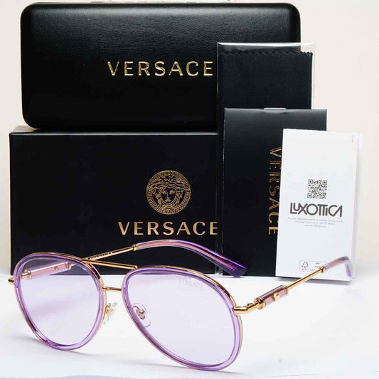 Versace Sunglasses Oversized Pilot Gold Violet Medusa MOD VE 2260 1002/1A 60mm