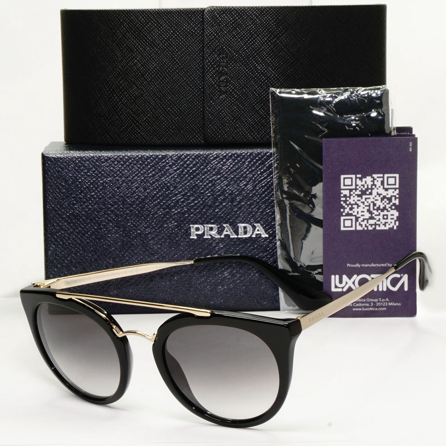 Prada Sunglasses Cinema Black Gold Grey Gradient PR23SS  SPR 23S 1AB-0A7 52mm