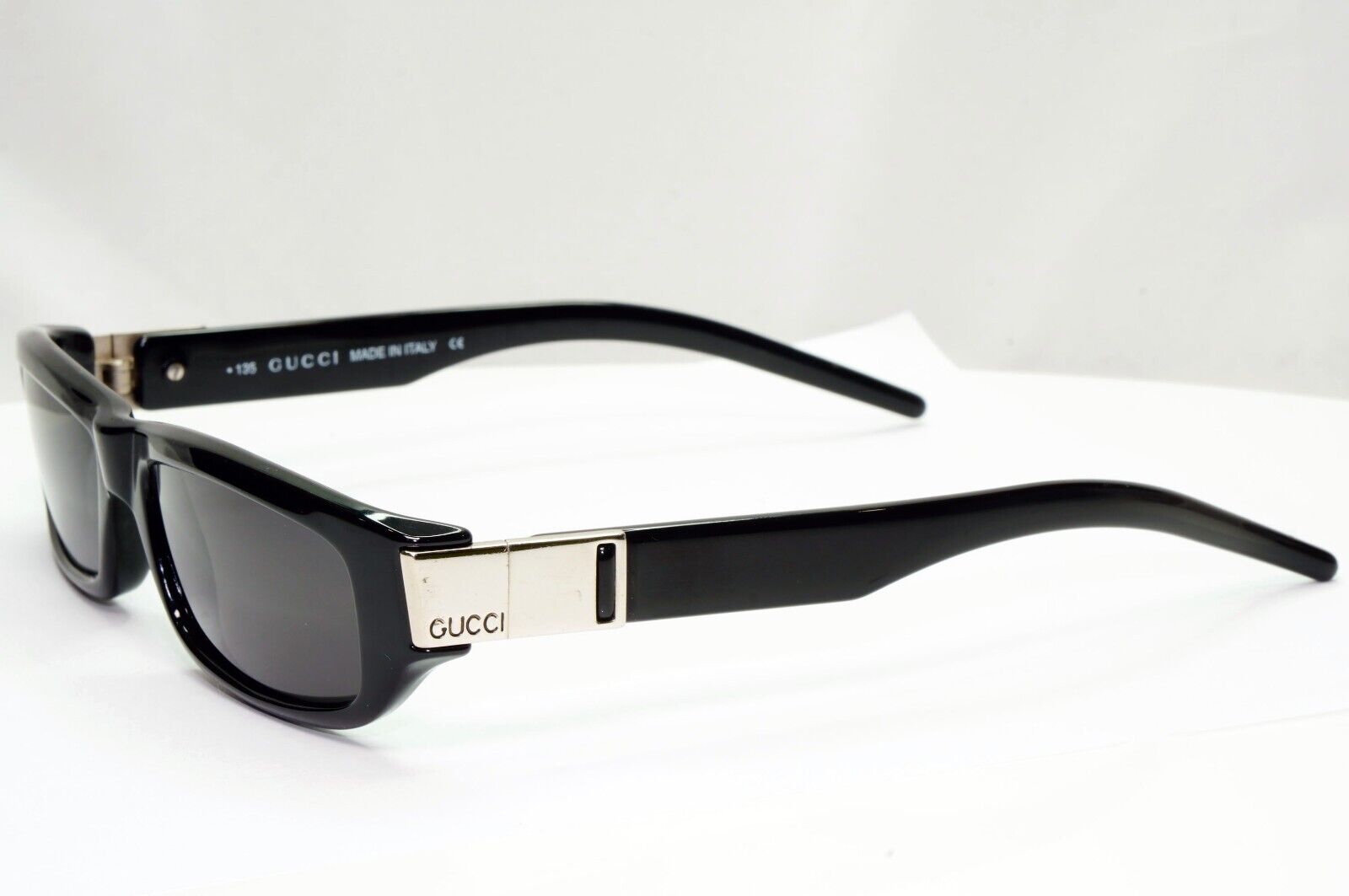 Gucci Sunglasses 1997 Vintage Black Rectangle Silver GG 1153/S D28 53mm 120125