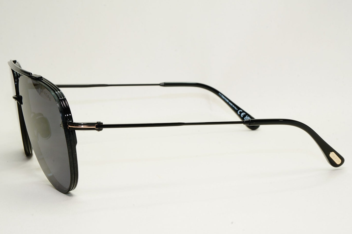 Tom Ford Sunglasses Black Glossy Metal Pilot Leon FT1071 TF 1071 01A 62mm [a]