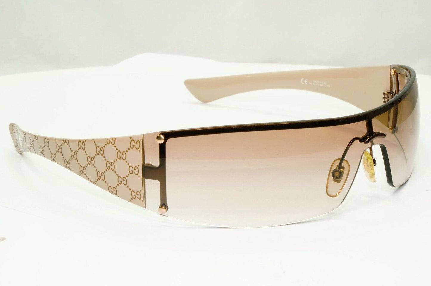 Gucci Sunglasses 2005 Vintage Monogram Shield Beige Wrap GG 1824/S BLKDL 261024