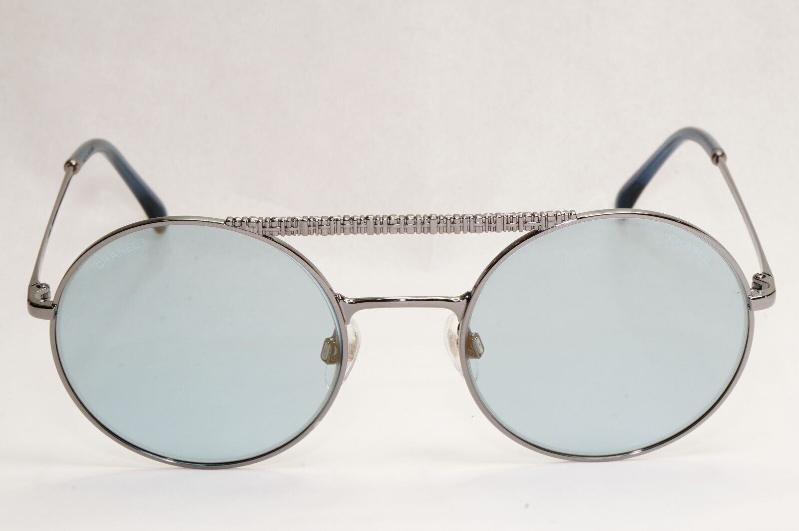 Chanel Sunglasses Blue Grey Gunmetal Round Pilot Metal 4232 c.108/65 200324