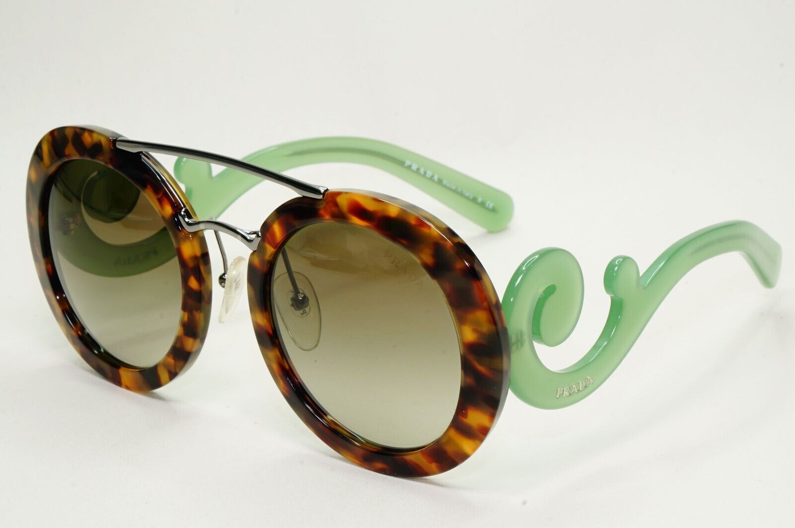 Prada Sunglasses Baroque Swirl Brown Green Round PR13SS SPR 13S UEZ-4K1 281024