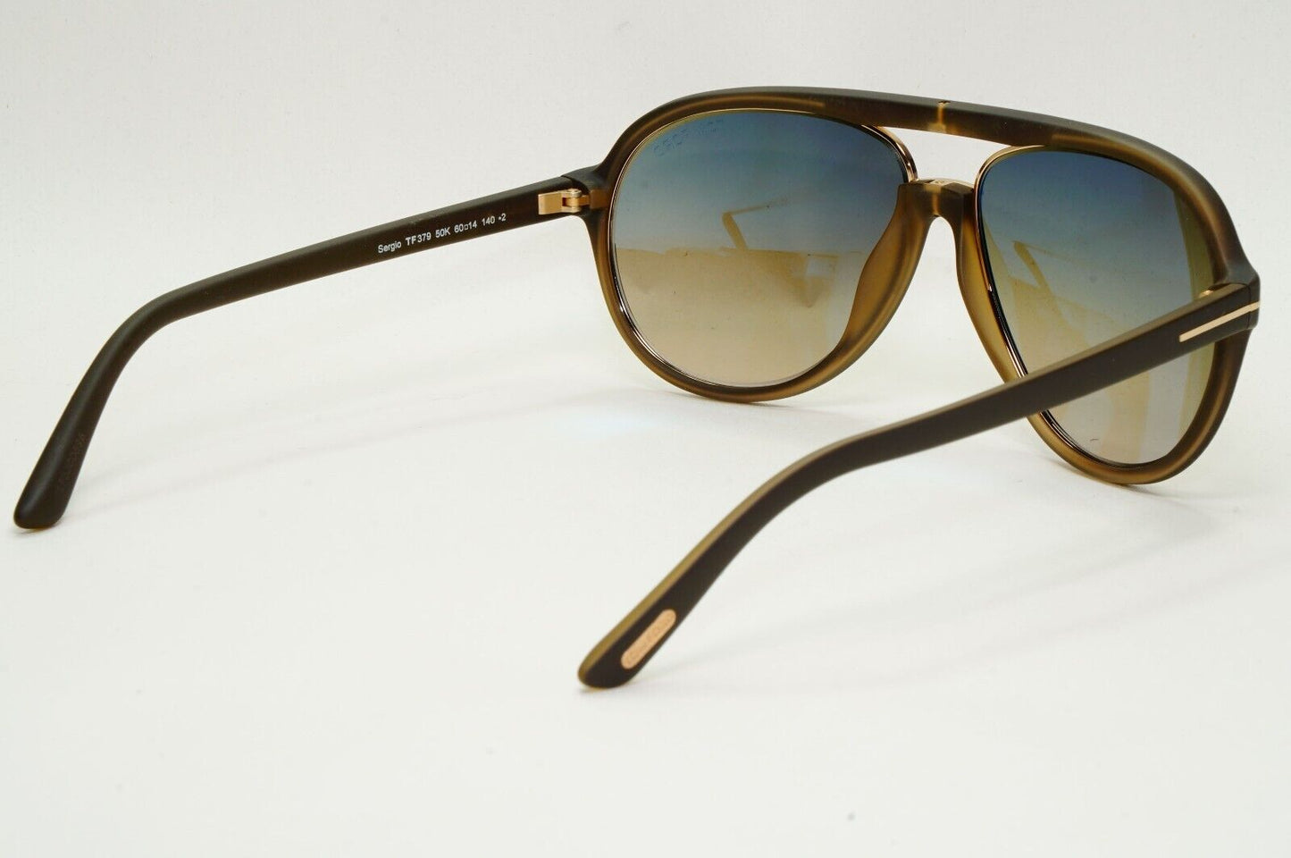 Tom Ford Sunglasses Sergio Brown Gold Pilot Gradient FT0379 TF 379 50K 60mm