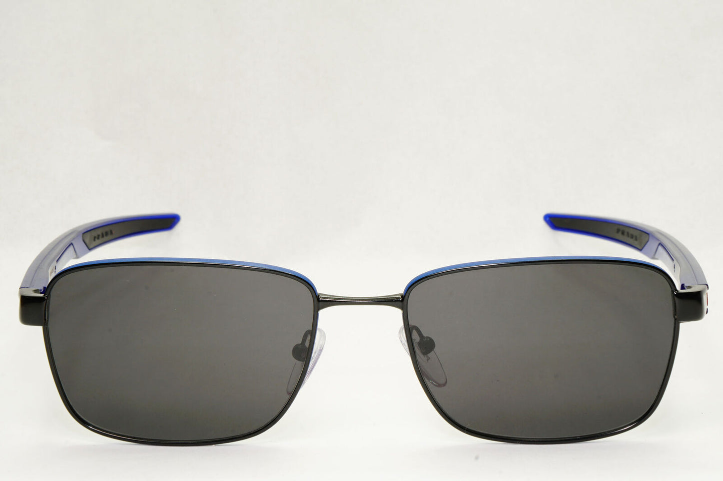 Prada Sunglasses Black Blue Square Red Stripe PS54OV VPS 54O 16C-1O1 55mm
