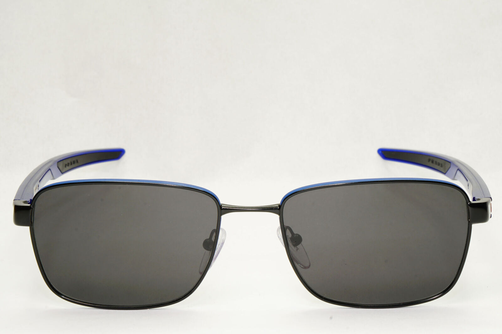 Prada Sunglasses Black Blue Square Red Stripe PS54OV VPS 54O 16C-1O1 55mm