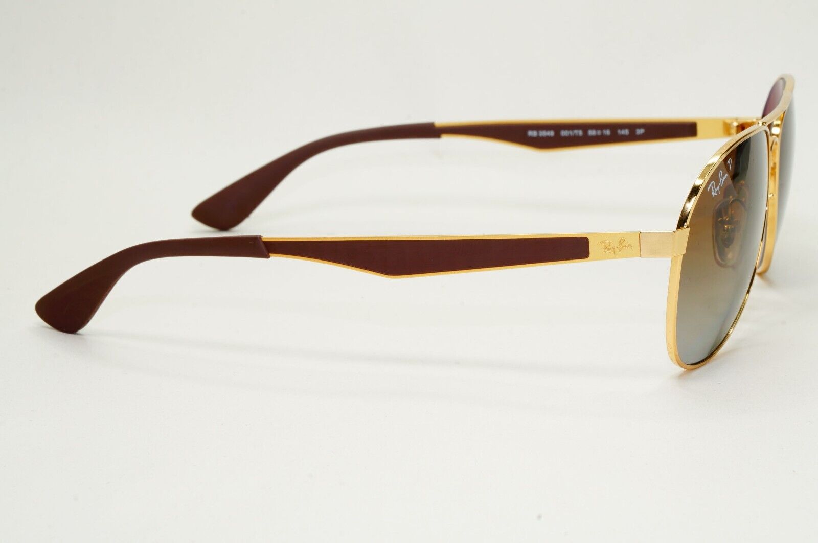 Ray-Ban Sunglasses Polarized Gold Brown Gradient Metal Pilot RB 3549 001/T5 58mm