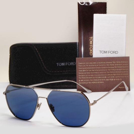 Tom Ford Sunglasses Gilles-02 Gunmetal Blue Navigator Pilot TF 852 14V 61mm