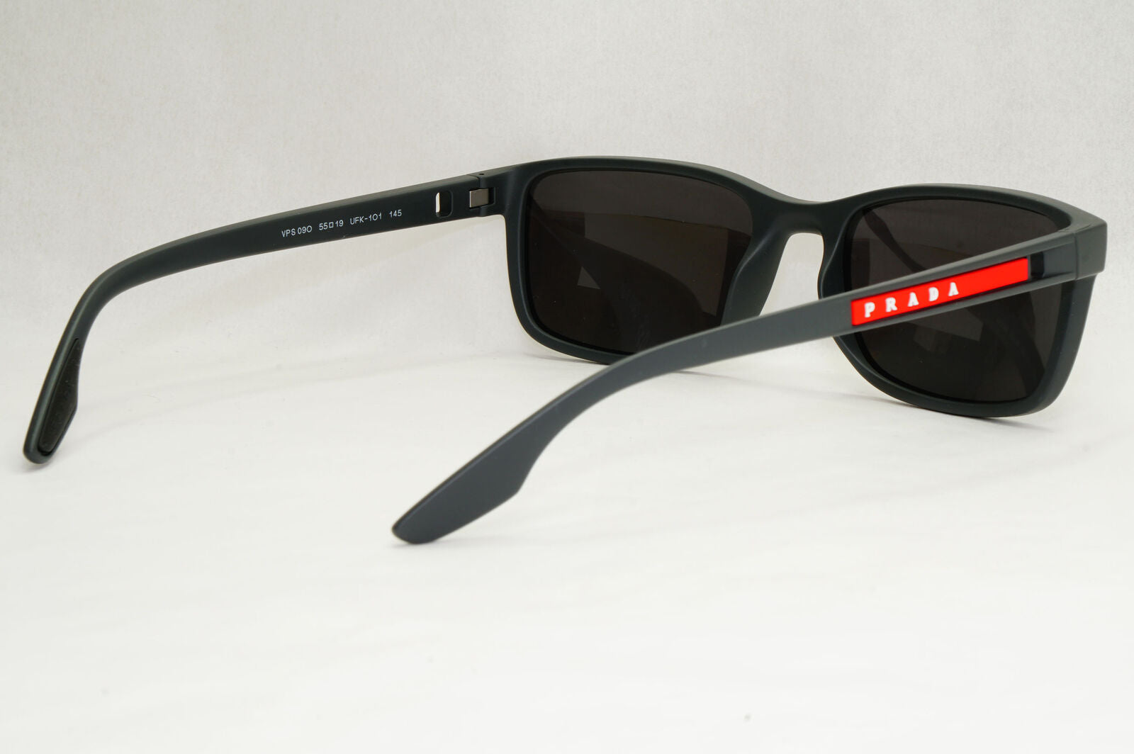 Prada Sunglasses Grey Rubber Matte Square Black PS09OV VPS 09O UFK-1O1 55mm