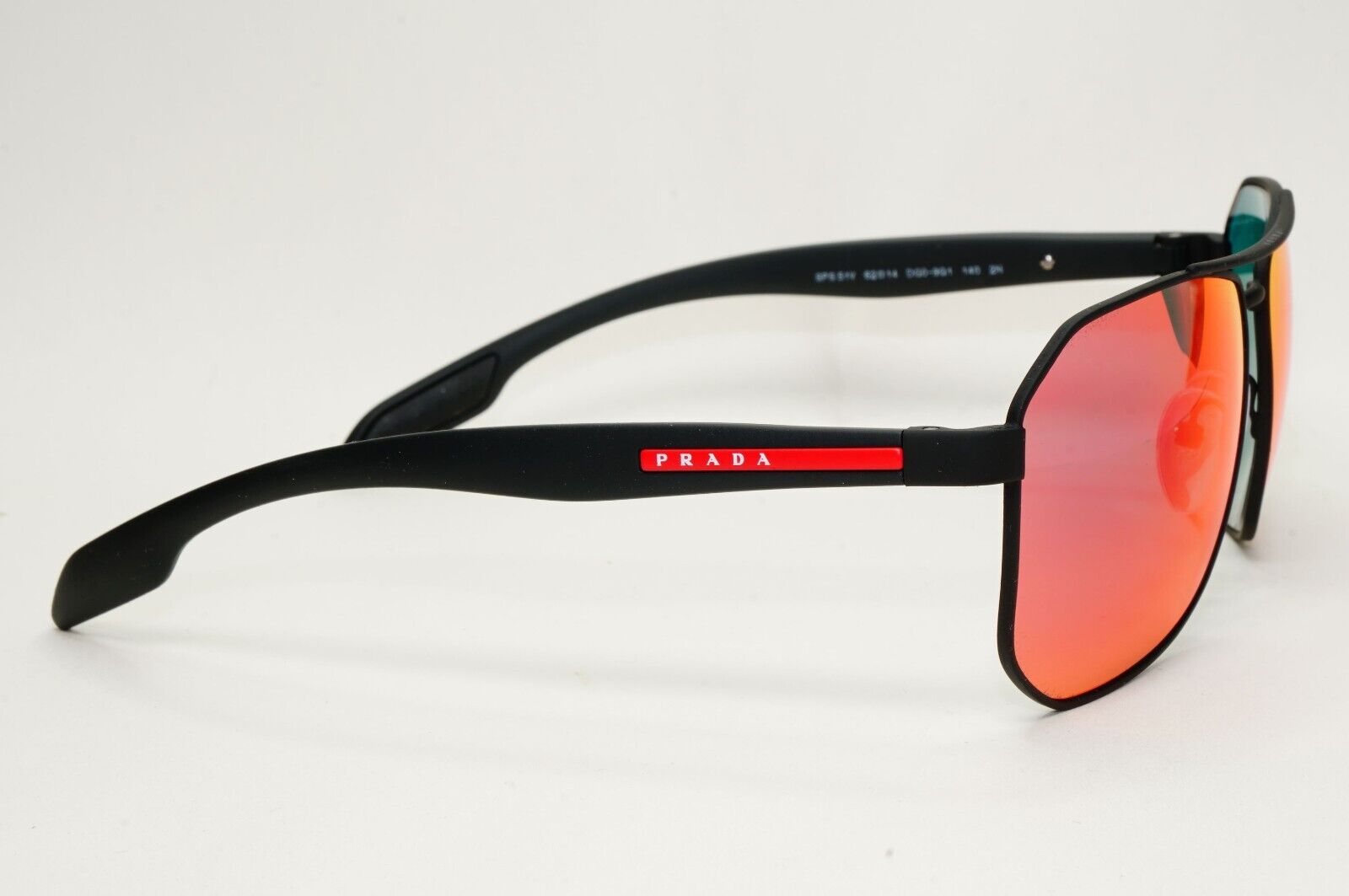 Prada Sunglasses Black Mirror Blue Red Angular Pilot PS51VS SPS 51V DG0-9Q1 62mm