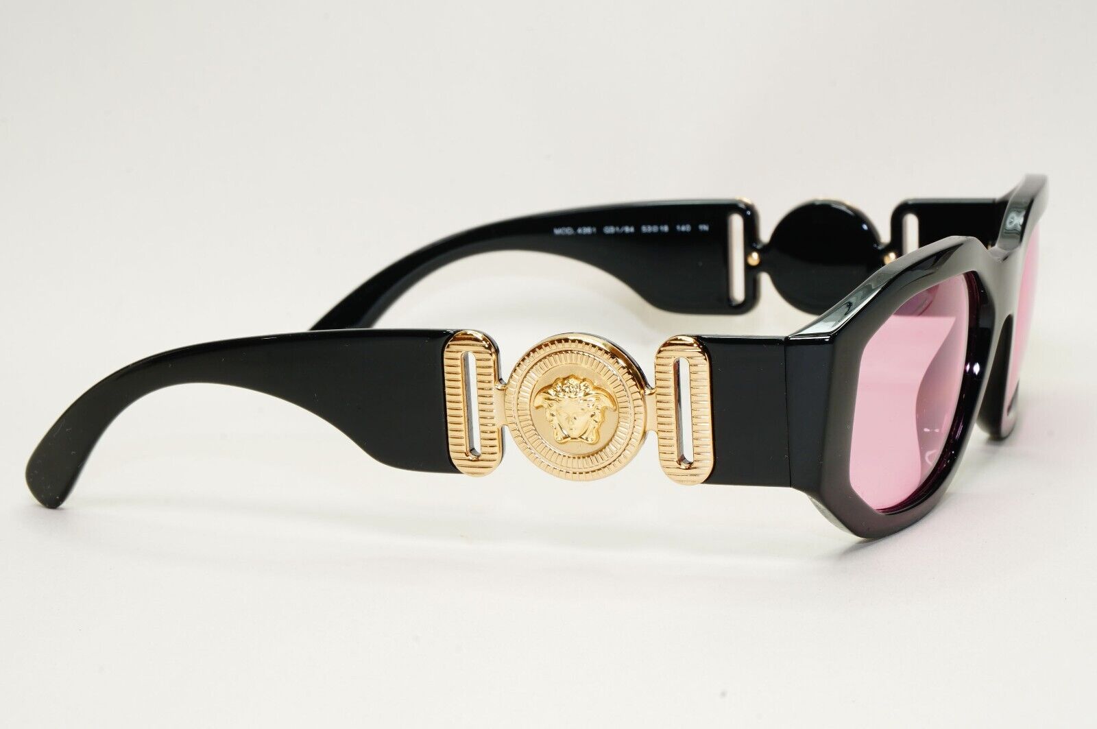 Versace Sunglasses Black Gold Pink Gold Medusa Biggie MOD VE 4361 GB1/84 53mm
