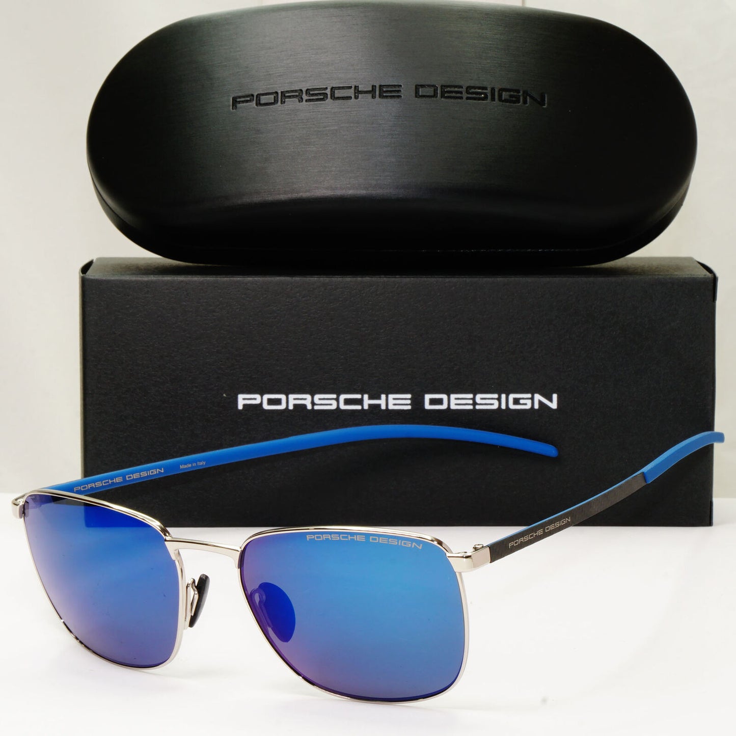 Porsche Design Carbon Fibre Sunglasses Blue Palladium Silver Mirror P8910 D 58mm