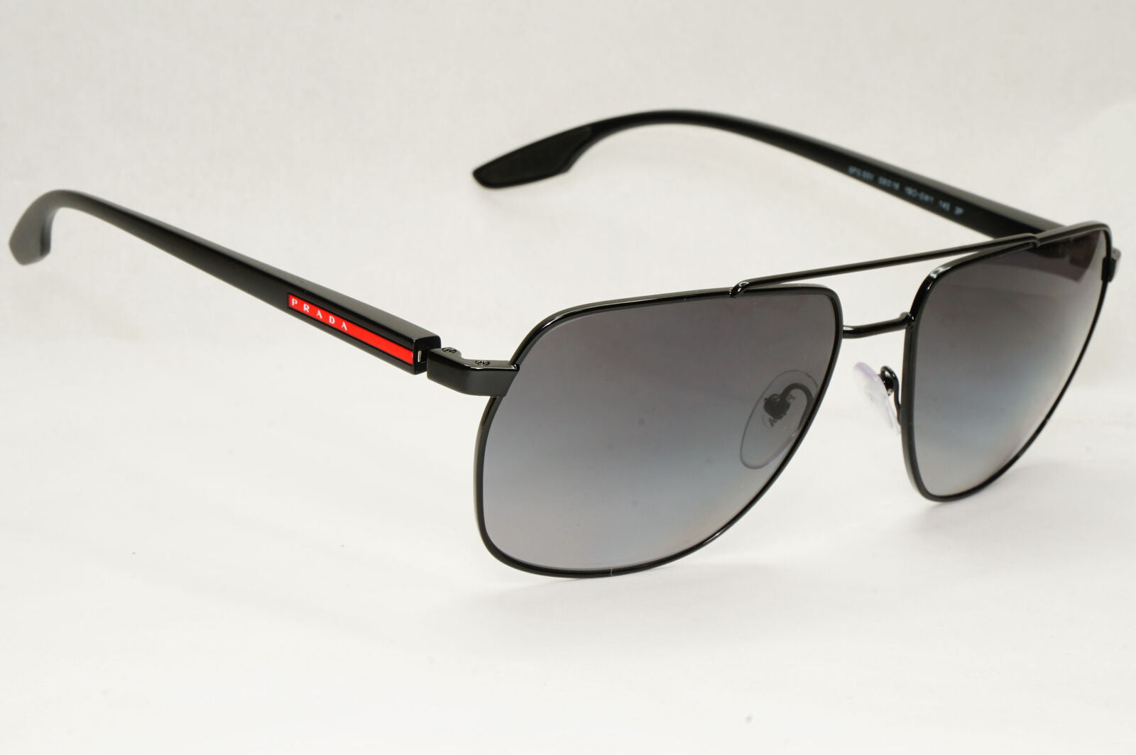 Prada Sunglasses Polarized Black Pilot Square Grey Smoke PS55VS SPS 55V 1BO-5W1