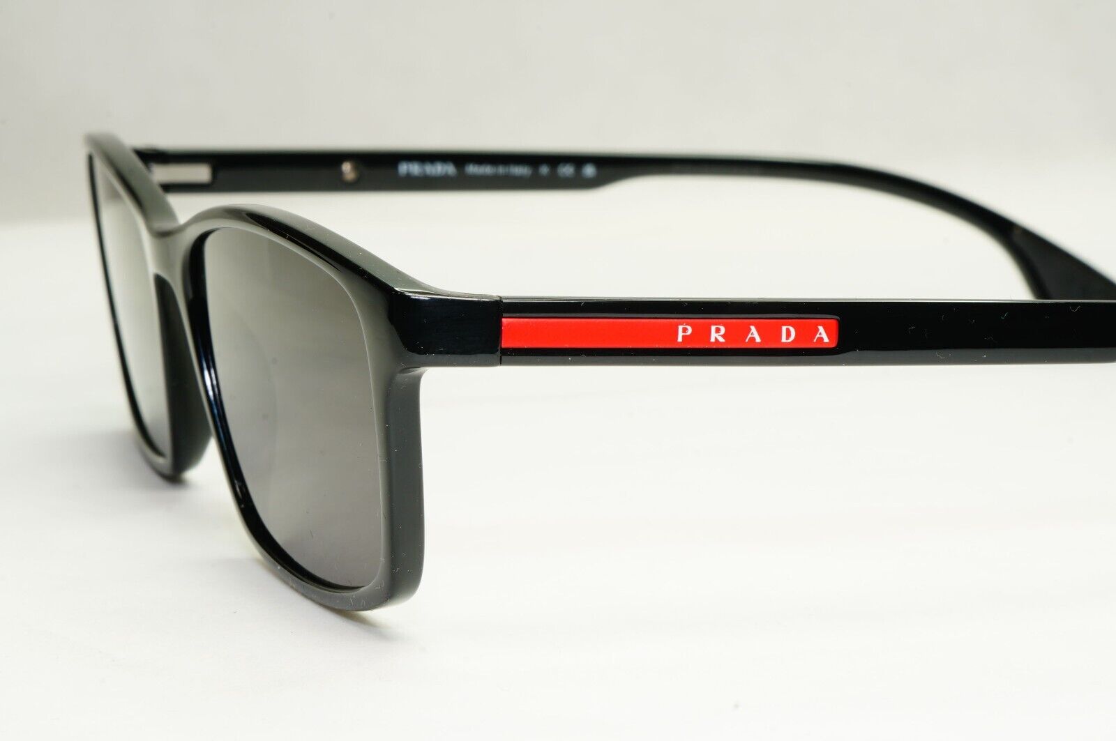 Prada Sunglasses Black Rectangle Square Glossy PS04MV VPS 04M 1AB-1O1 54mm