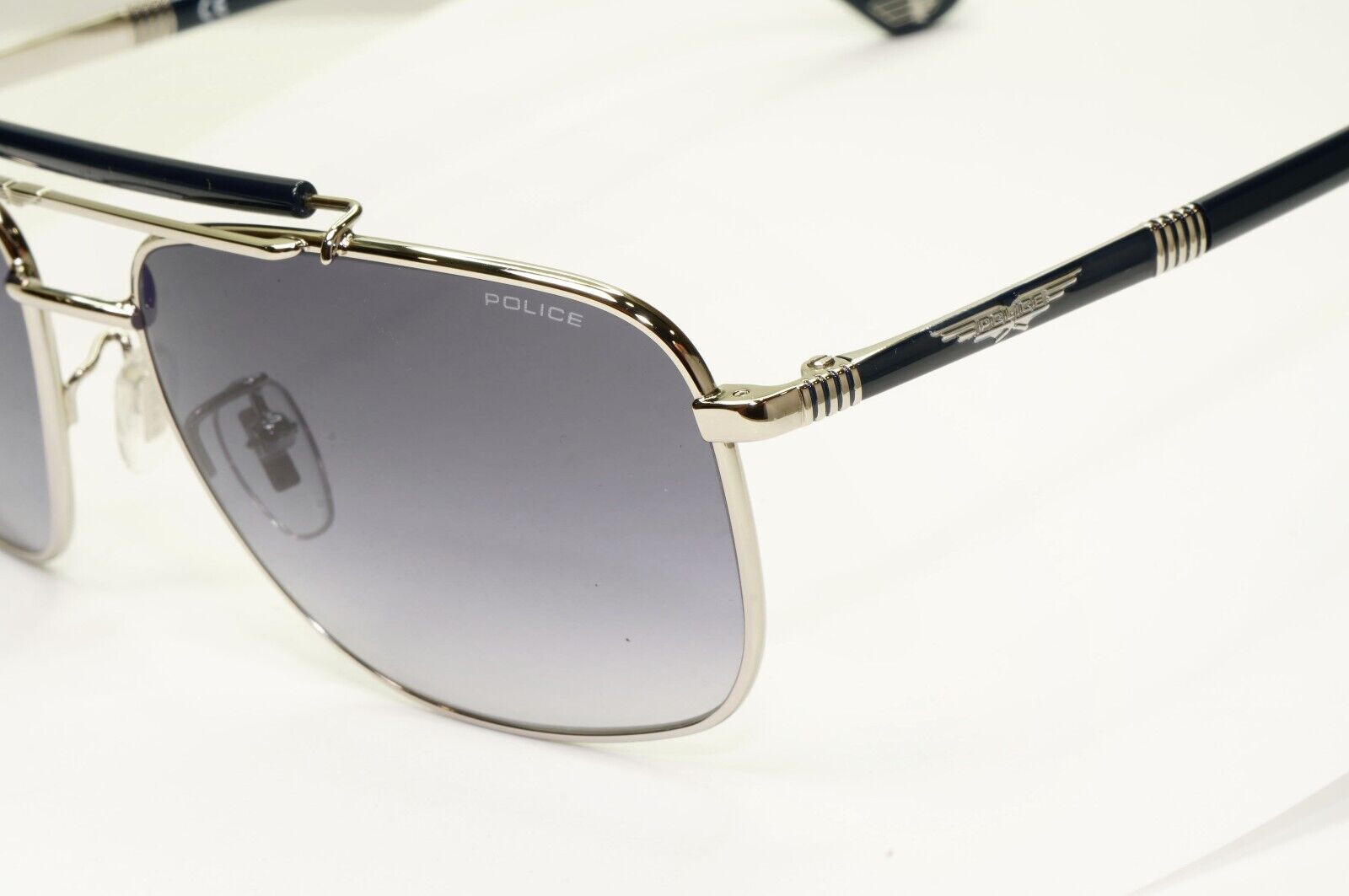 Police Grey Blue Sunglasses Pilot Brow Bar Origins 44 SPL D43 COL 0E70 58mm