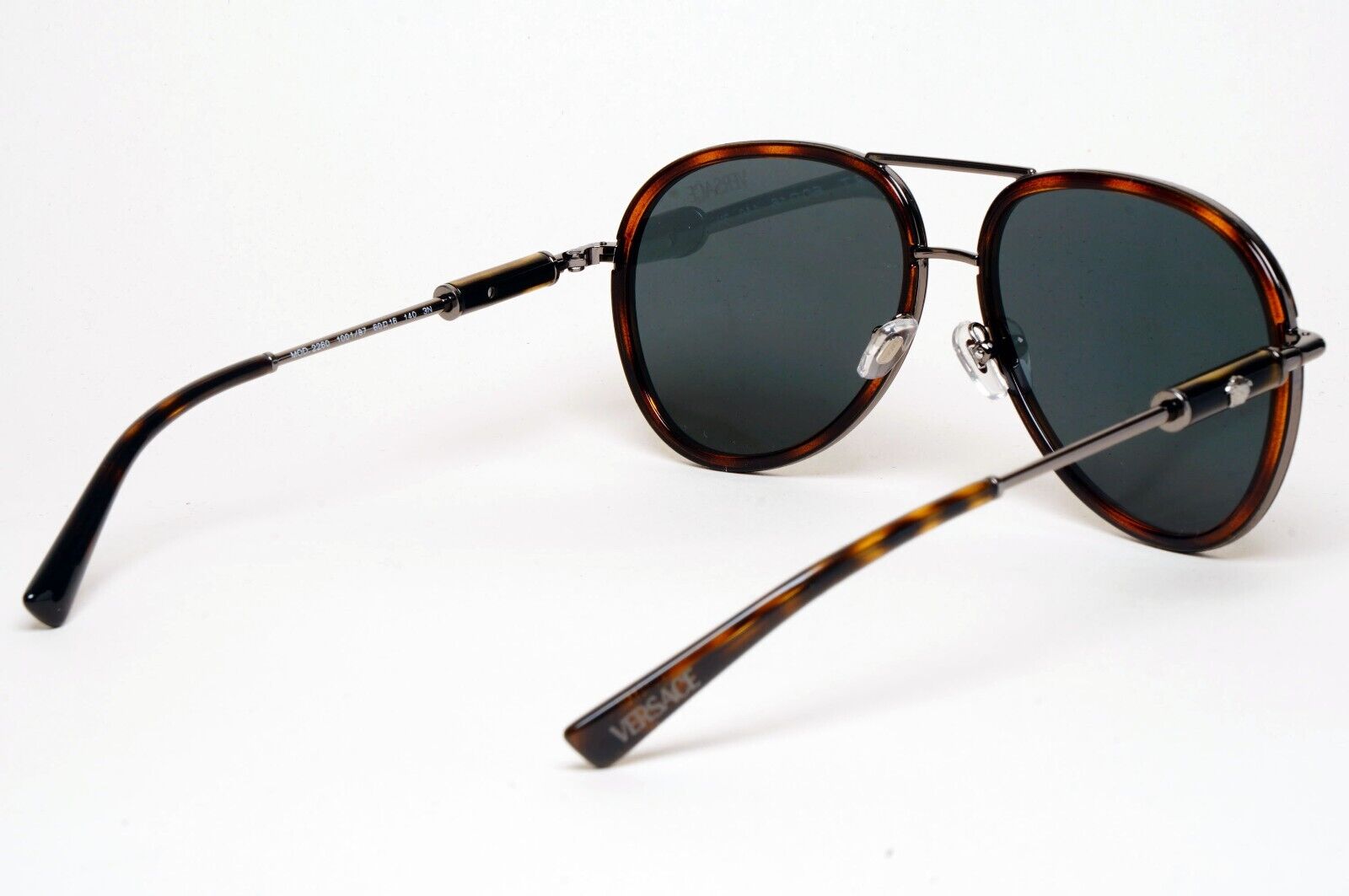 Versace Sunglasses Oversized Pilot Brown Havana Gunmetal MOD VE 2260 1001/87