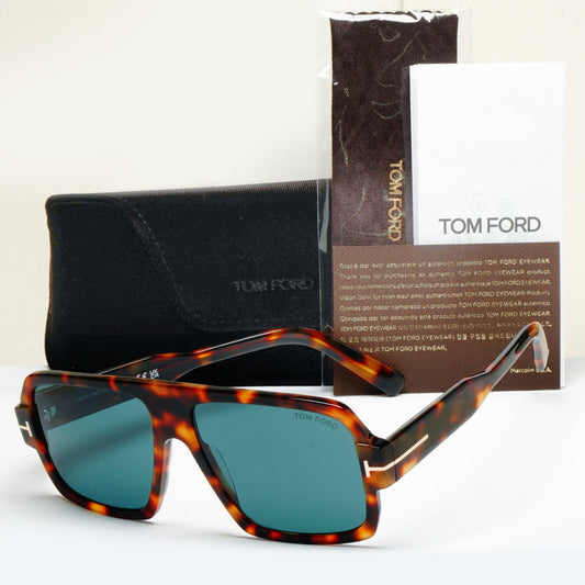 Tom Ford Sunglasses Camden Square Navigator Brown Tortoise Green TF 933 53V 58mm