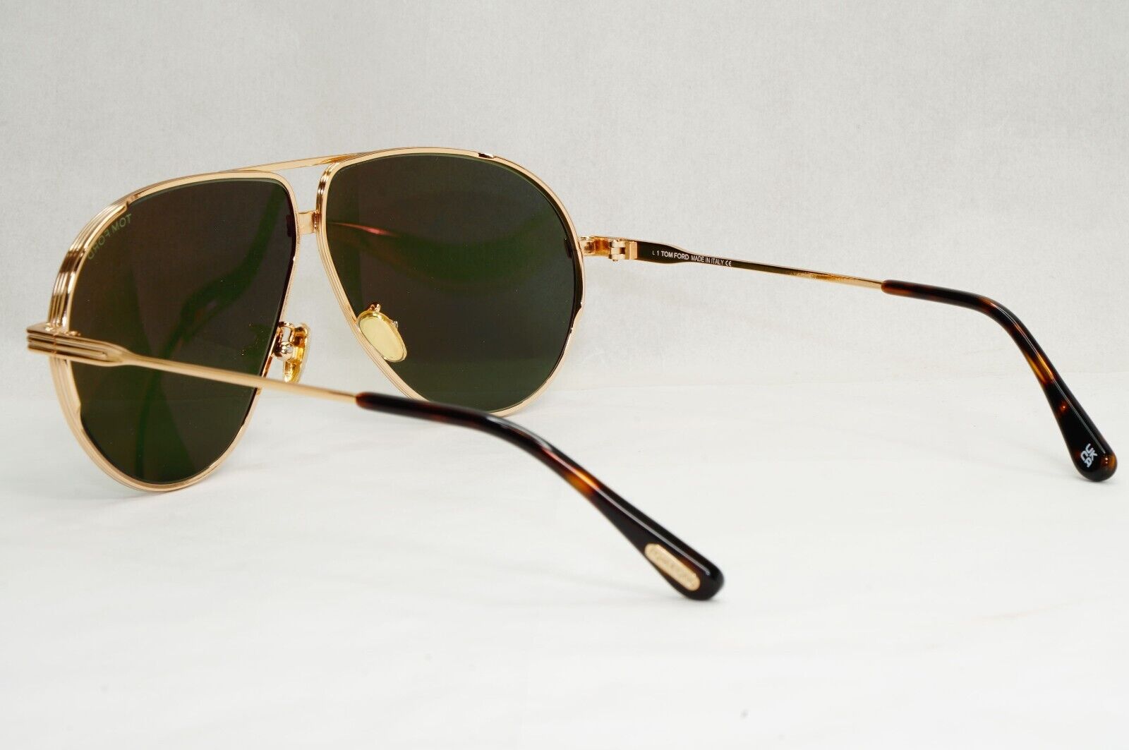 Tom Ford Sunglasses Jet Gold Green Metal Pilot Large FT0734-HTF 734-H 28N 64mm