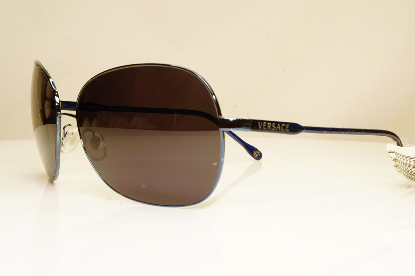 Versace Womens Vintage Blue Black Metal Sunglasses Square 2124 1307/5F 29267