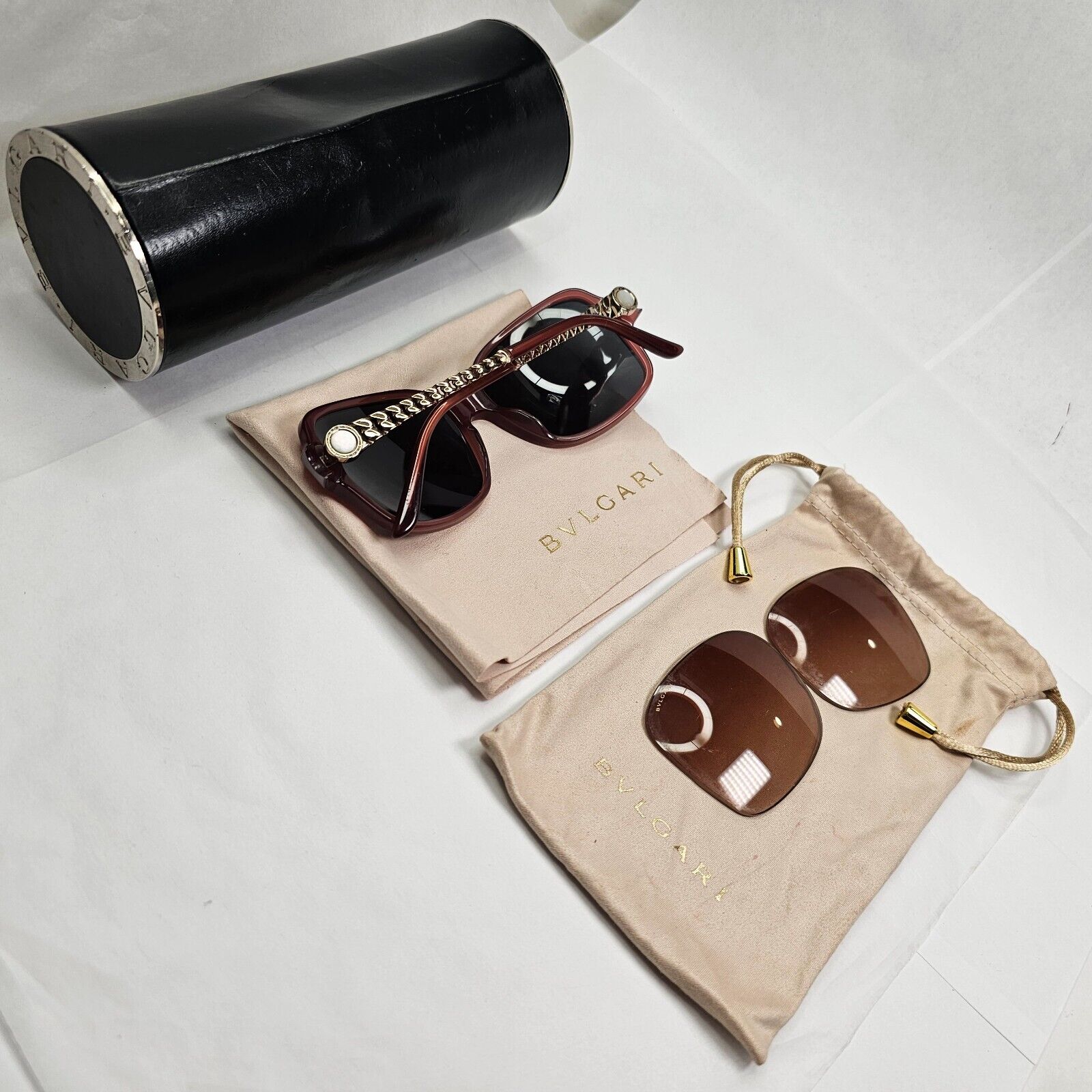 Bvlgari Sunglasses 2010 Vintage Gold Chain Mauve Brown 8125-H 5265/13 180324