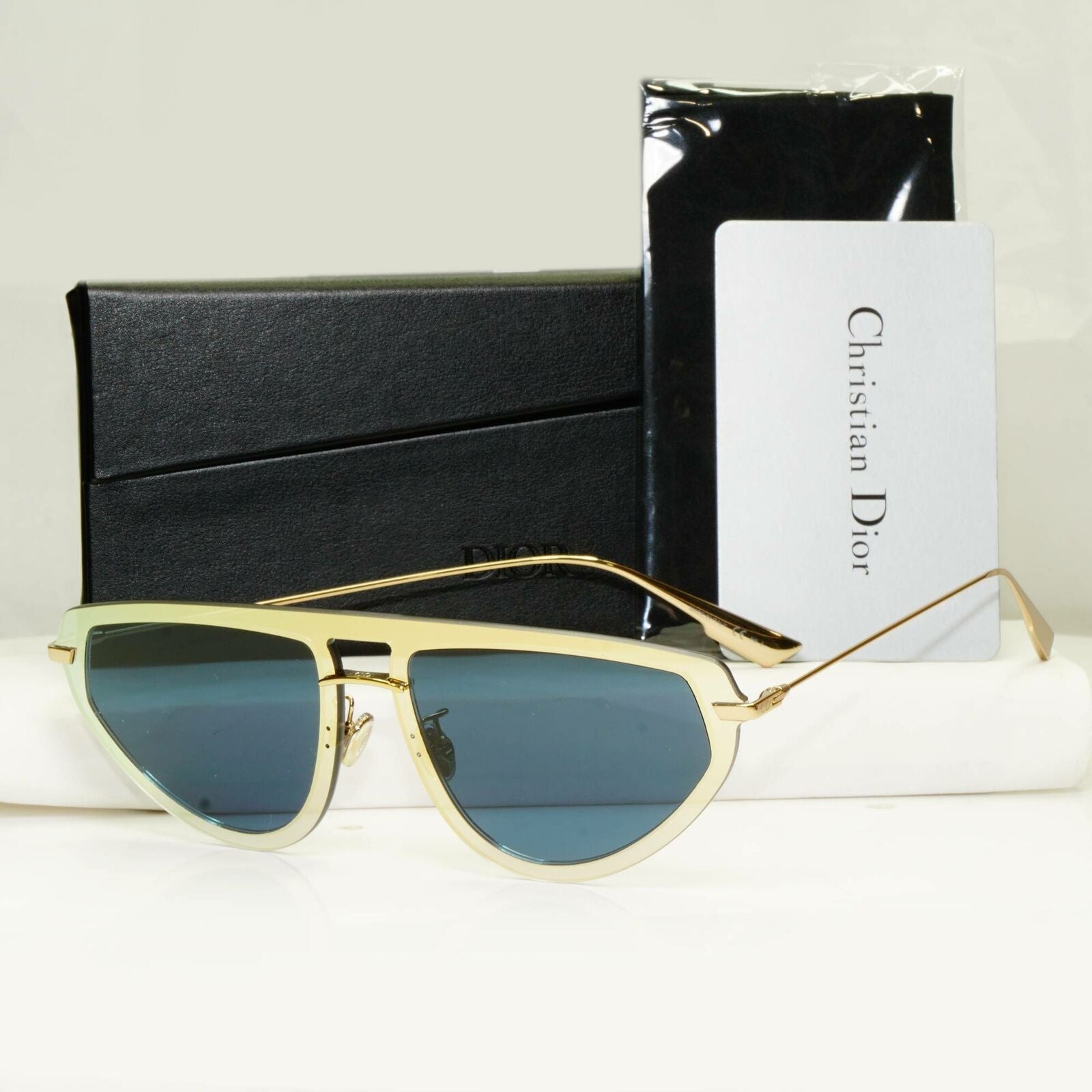 Authentic Dior Womens Sunglasses Gold Blue Ultime 2 LKSA9 Pilot Mirror Fashion