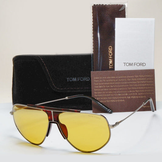 Tom Ford Sunglasses Addison Ruthenium Grey Yellow Brown Pilot FT0928 TF 928 12E