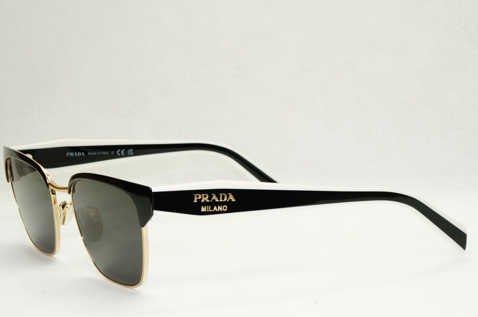 Prada Sunglasses Black Gold White Square Milano PR65YV VPR 65Y 18A-1O1 51mm