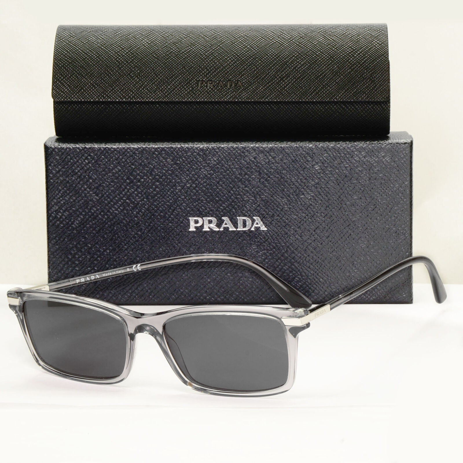 Prada Sunglasses Transparent Grey Crystal Black PR03YV VPR 03Y 08U-1O1 54mm