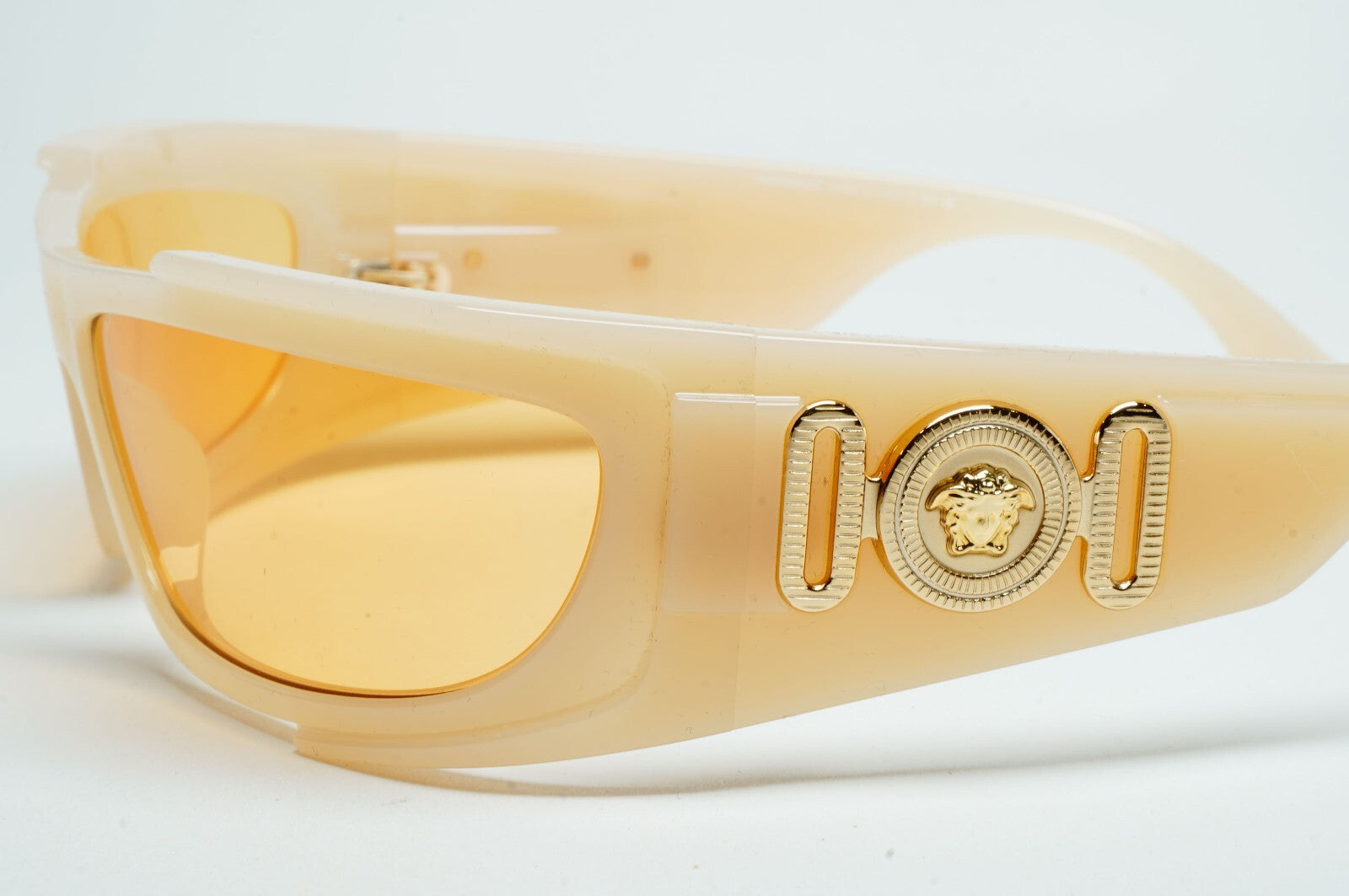 Versace Sunglasses Unisex Wrap Gold Medusa Opal Beige Orange MOD VE 4446 5413/7