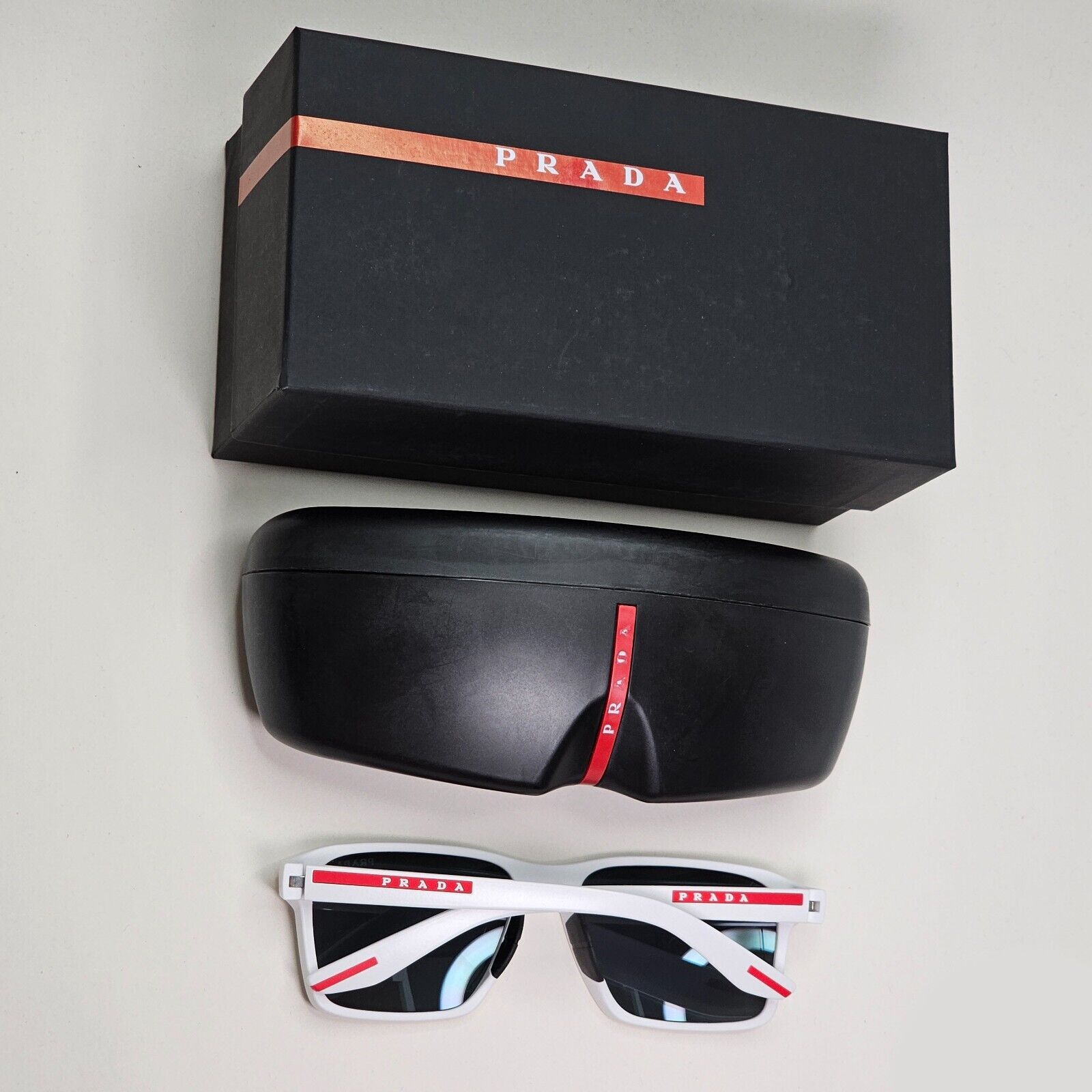 Prada Sunglasses White Grey Mirror Square PS05YS SPS 05Y TWK-40A 58mm 050824