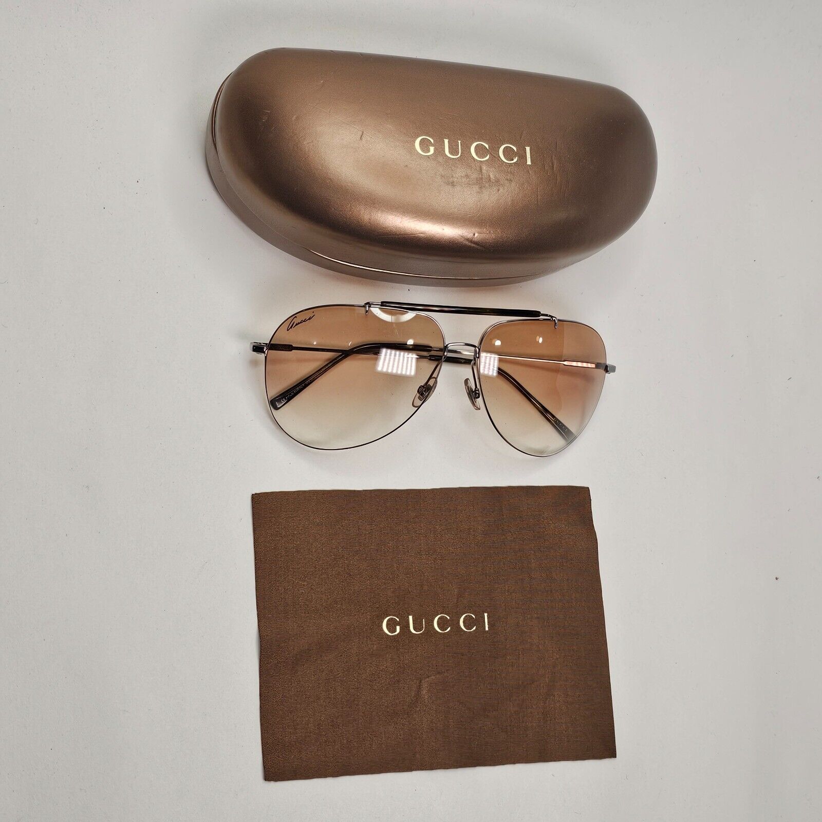 Gucci Sunglasses 2009 Vintage Light Weight Pilot Brown GG 1852/S 6LBK3 301024