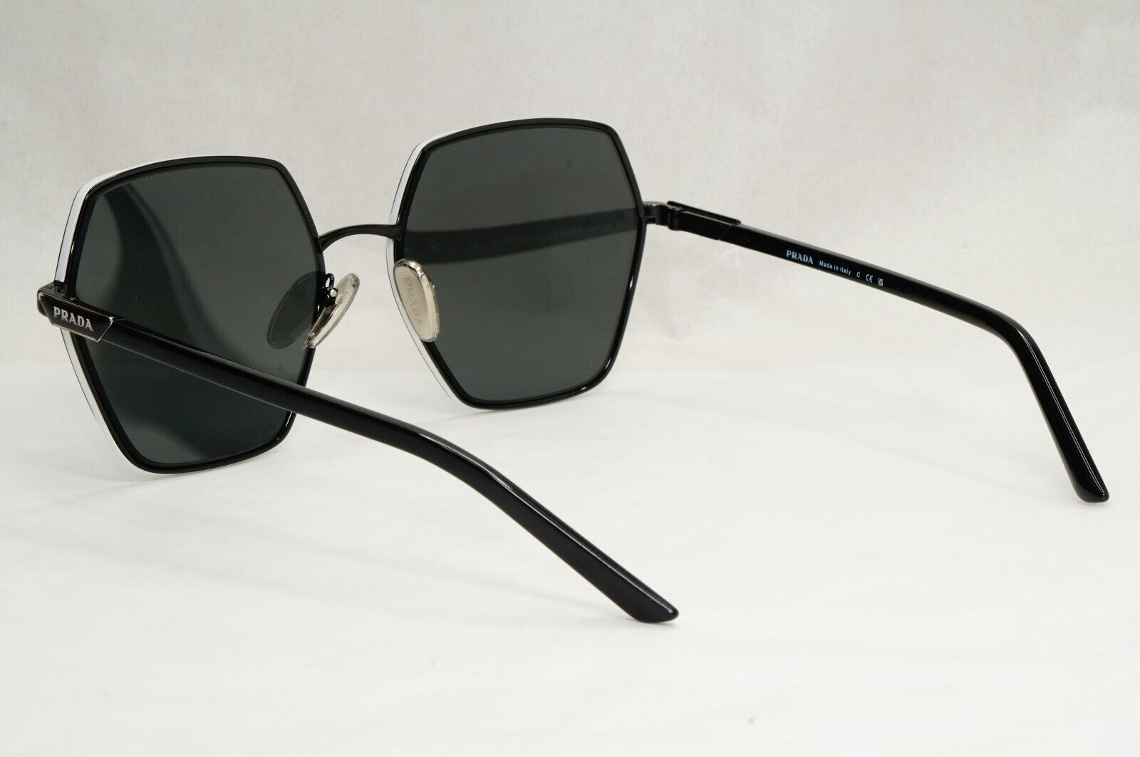 Prada Sunglasses Black Hexagon Angular Square PR56YS SPR 56Y 1AB-5S0 58mm