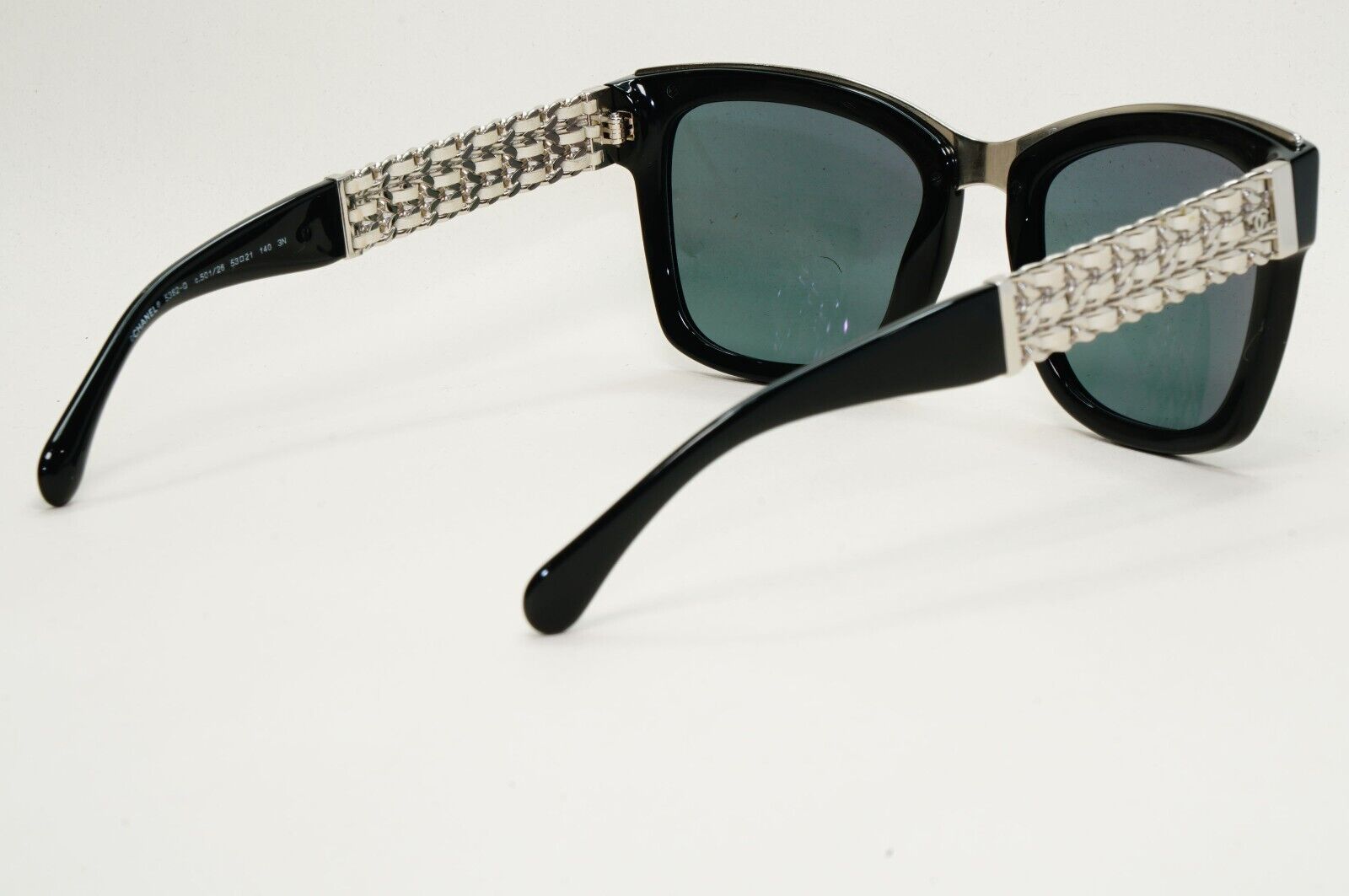 Chanel Sunglasses Black Grey Mirrored Silver Leather Chain 5362-Q c.501/26