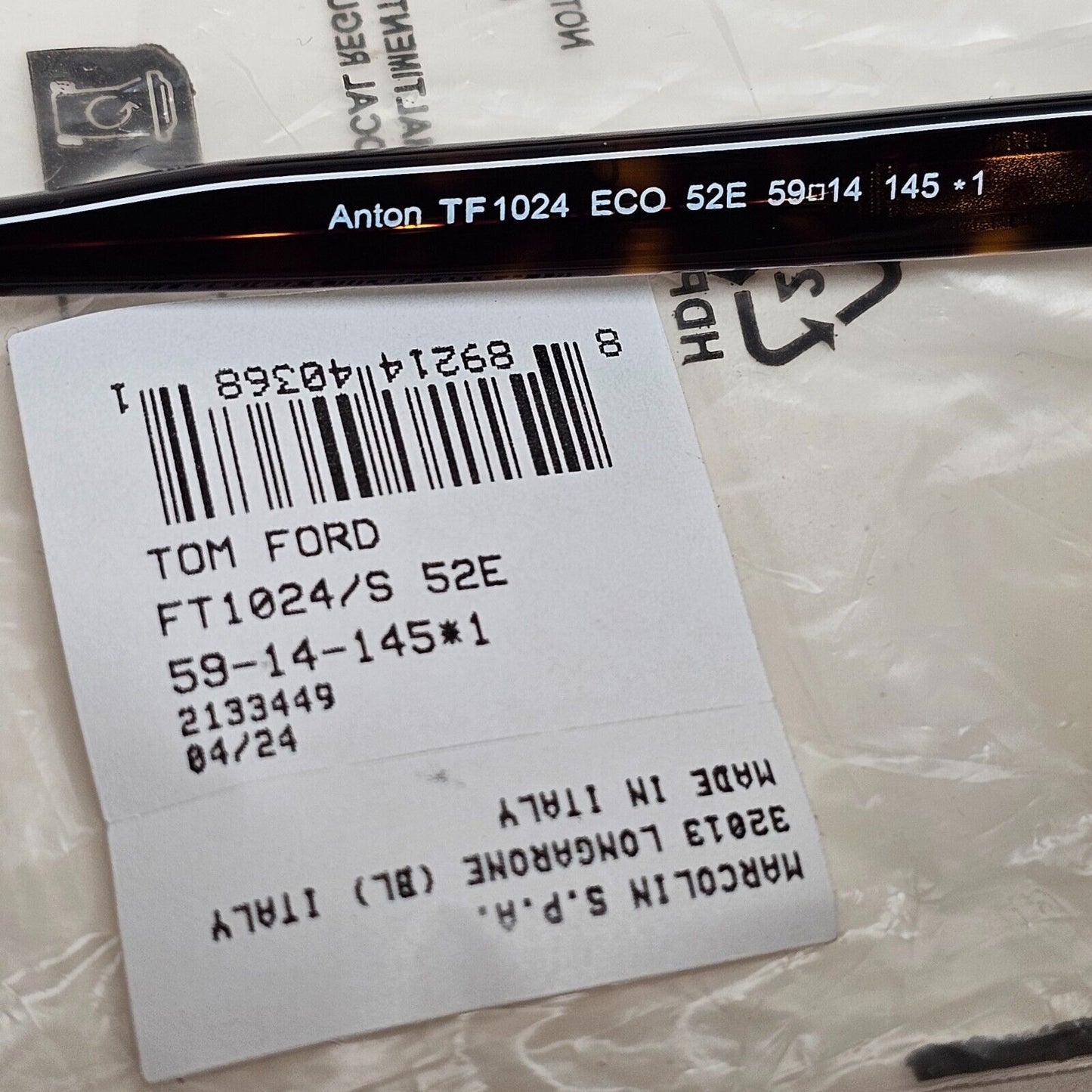 Tom Ford Sunglasses Anton Yellow Brown Tortoiseshell Square FT1024 TF 1024 52E