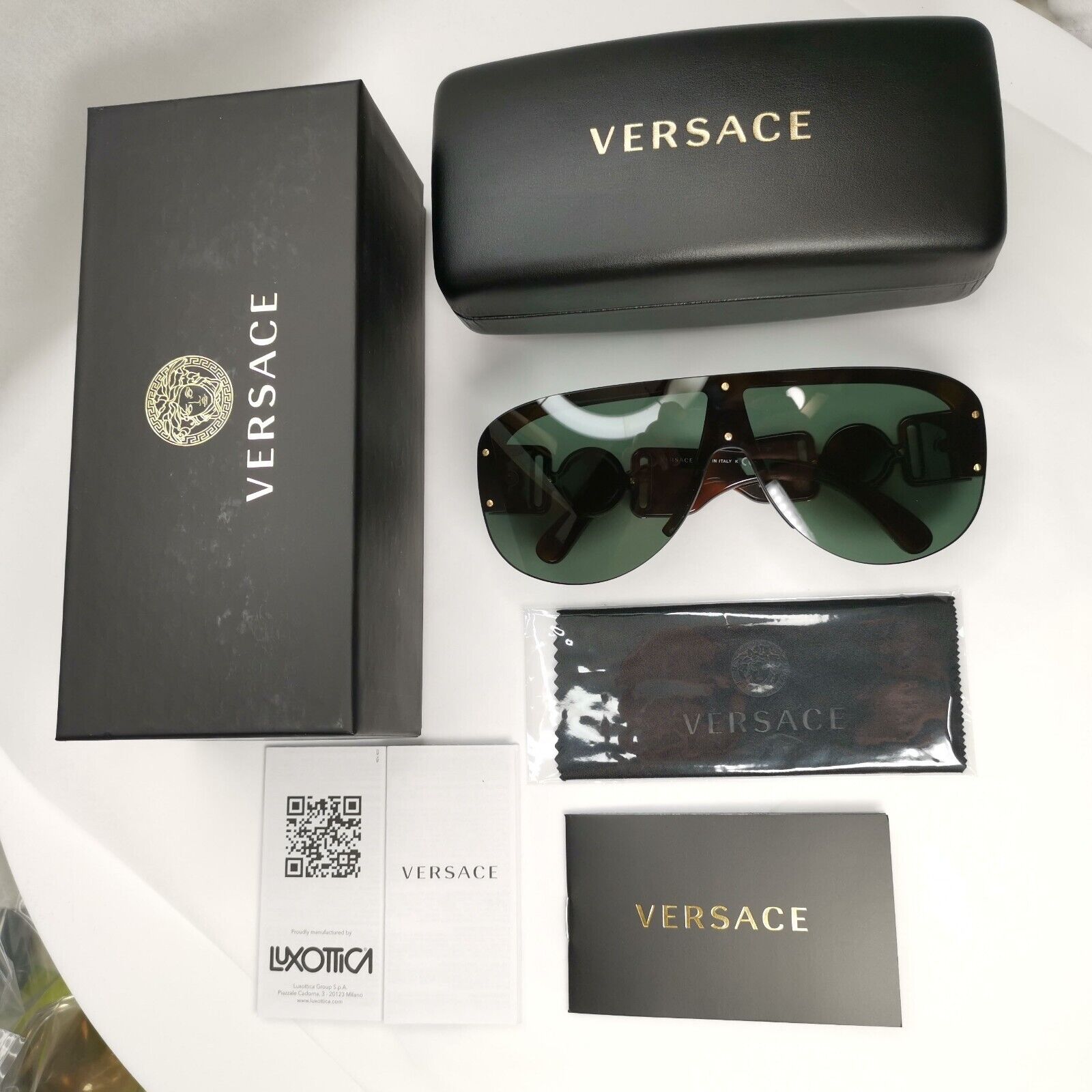 Versace Sunglasses Medusa Shield Brown Gold Green Visor MOD 4391 5317/71