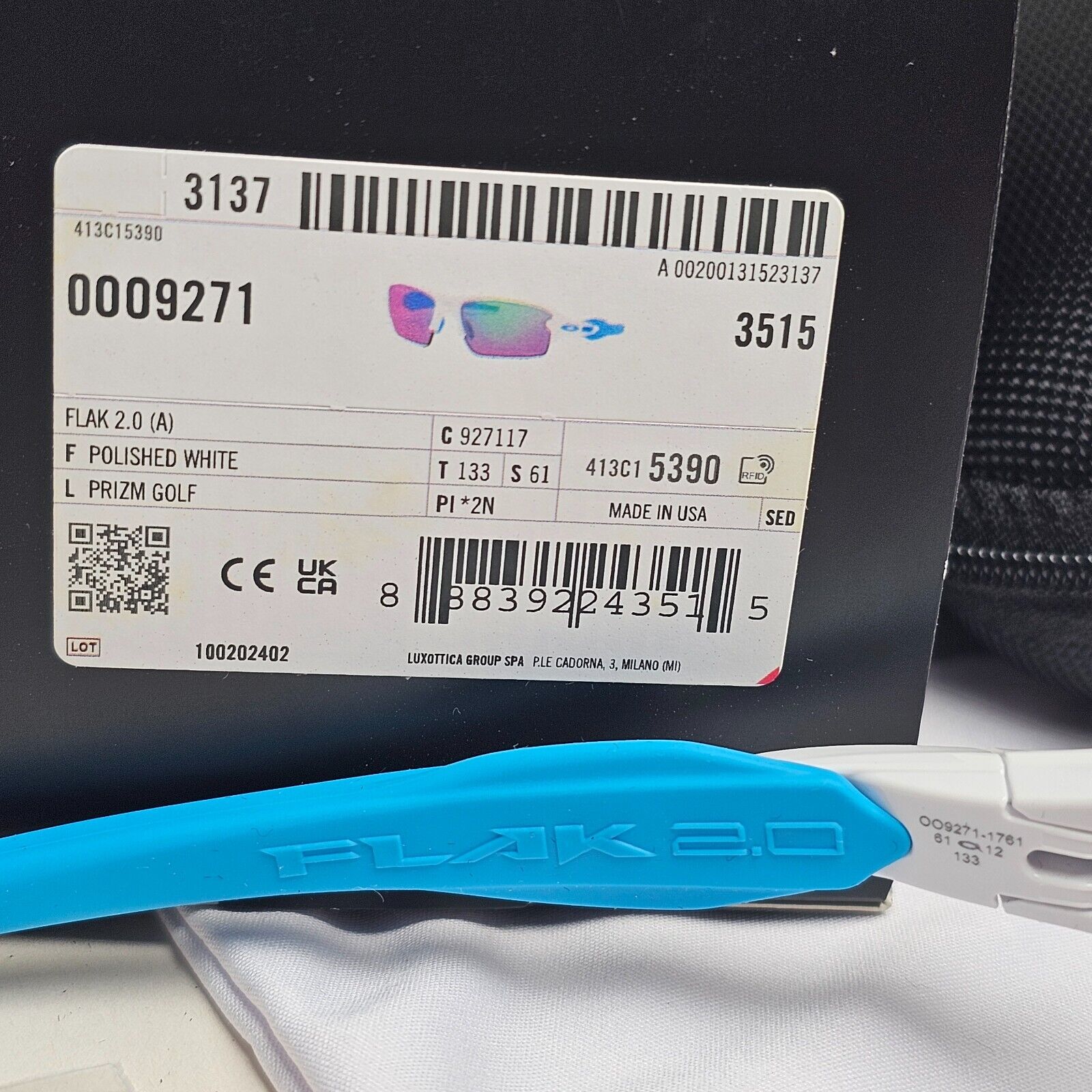 Oakley Sunglasses Flak 2.0 (A) Prizm Golf Blue White Mirror OO 9271 17