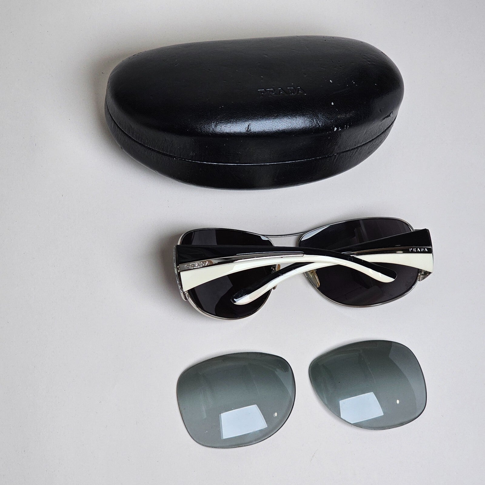 Prada Sunglasses 2006 Vintage Pilot Black Silver PR75GS SPR 75G 6BA-3M1 130225