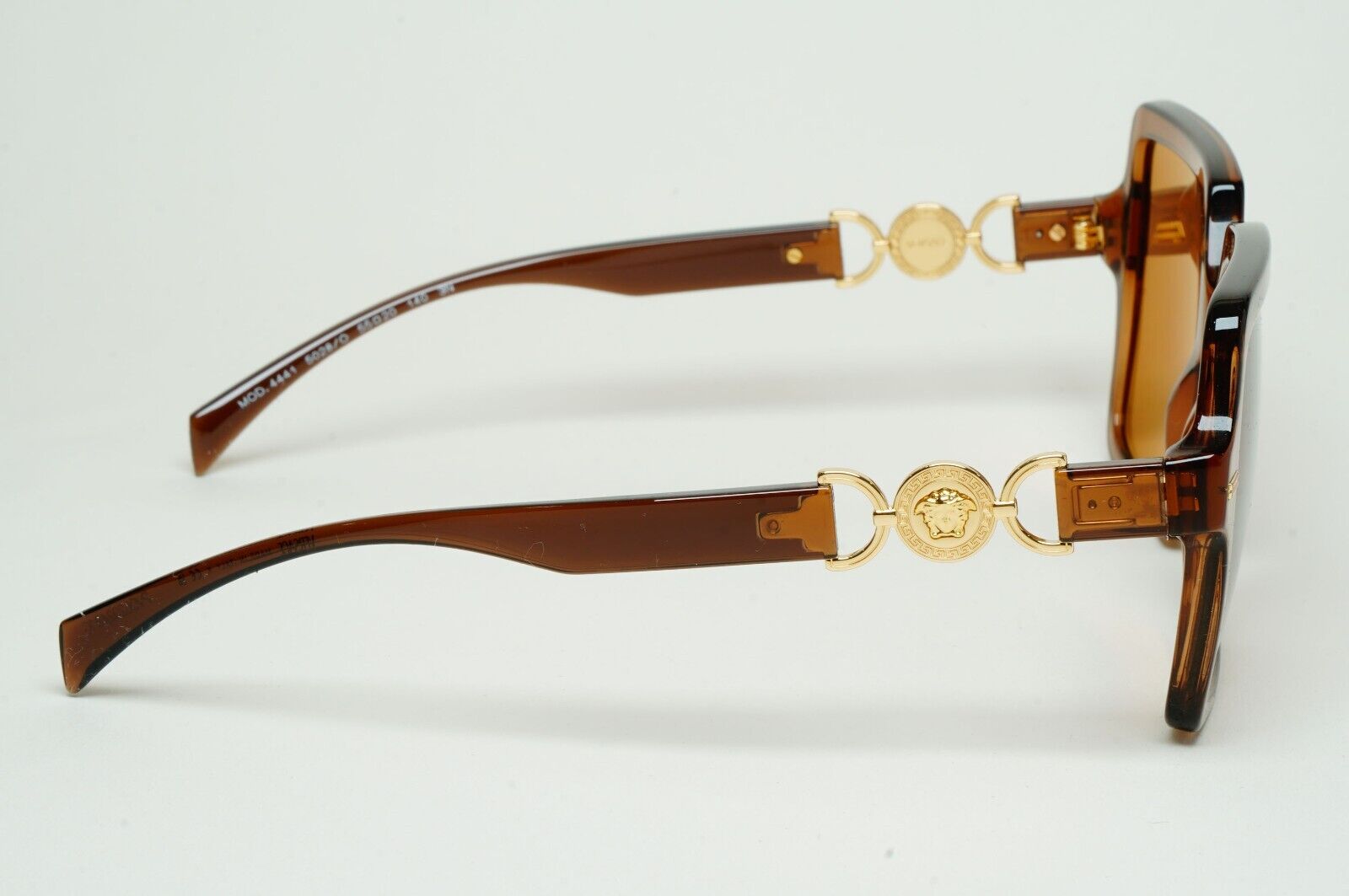 Versace Sunglasses Transparent Brown Gold Medusa Square MOD 4441 5028/O 55mm