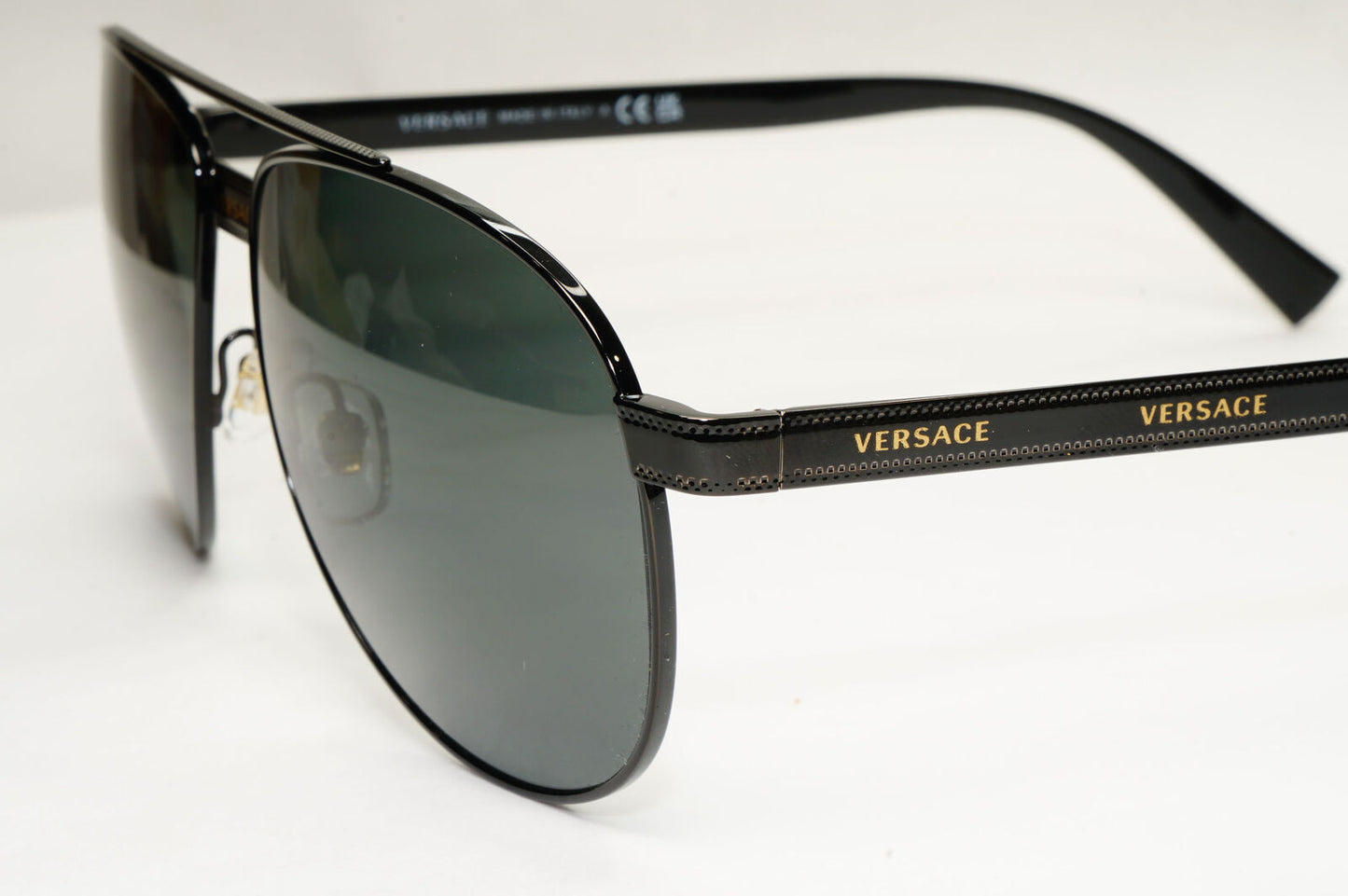 Versace Sunglasses Black Pilot Metal Fashion Designer MOD VE 2209 1009/87
