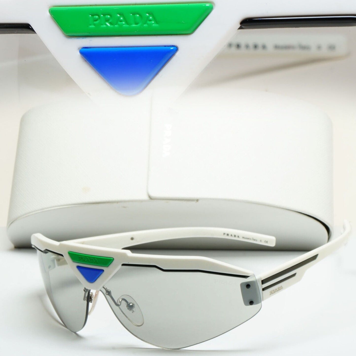 Prada Sunglasses Triangle White Shield Catwalk PR69VS SPR 69V 461-1I2 231124