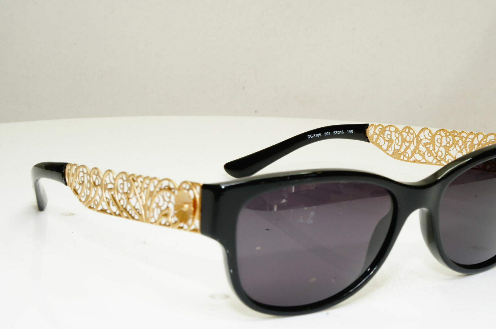 Authentic Dolce & Gabbana Gold Flowers Black Womens Sunglasses DG 3185 501 30209