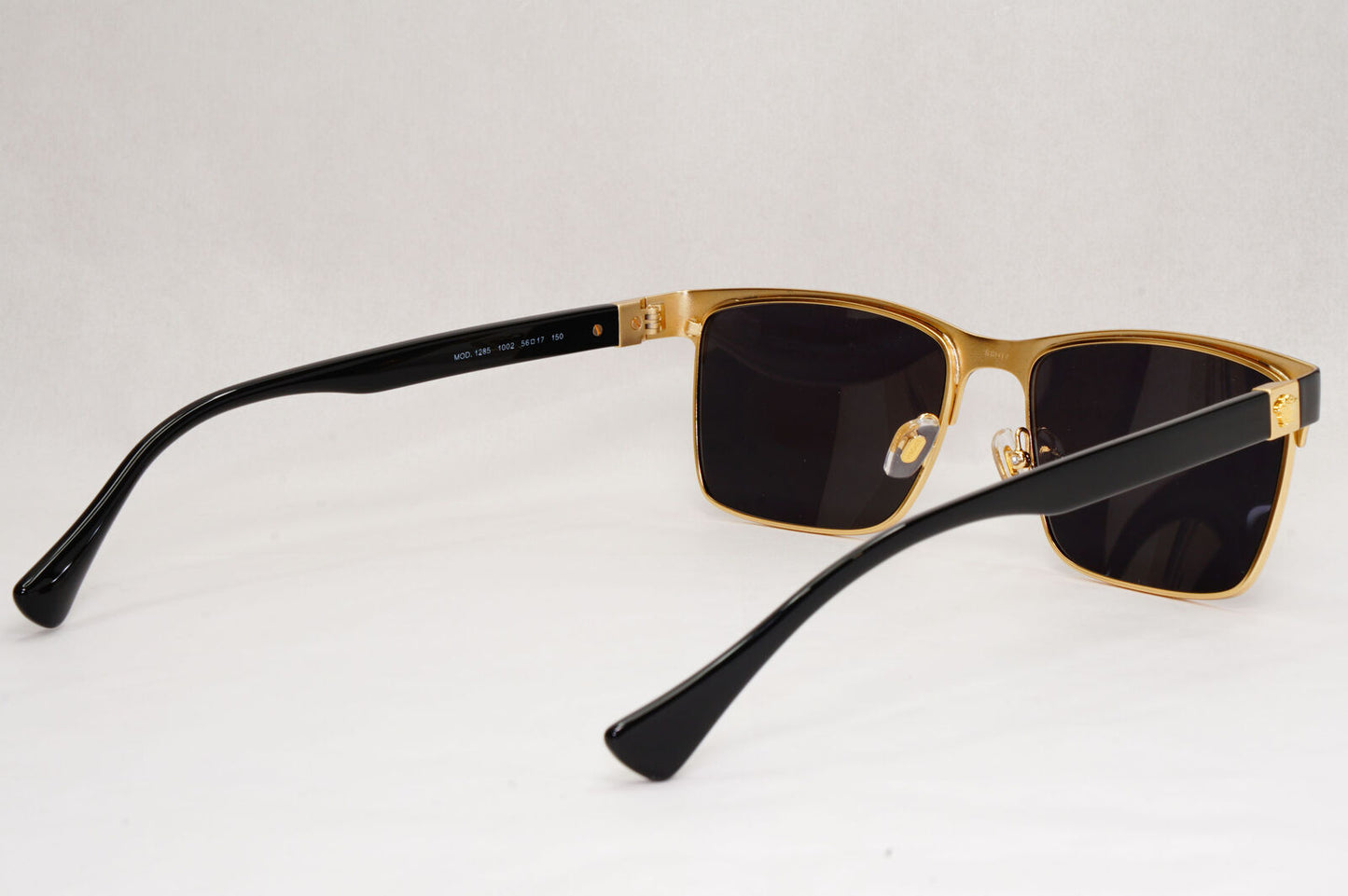 Versace Sunglasses Black Gold Square Metal Rectangle MOD VE 1285 1002 56mm