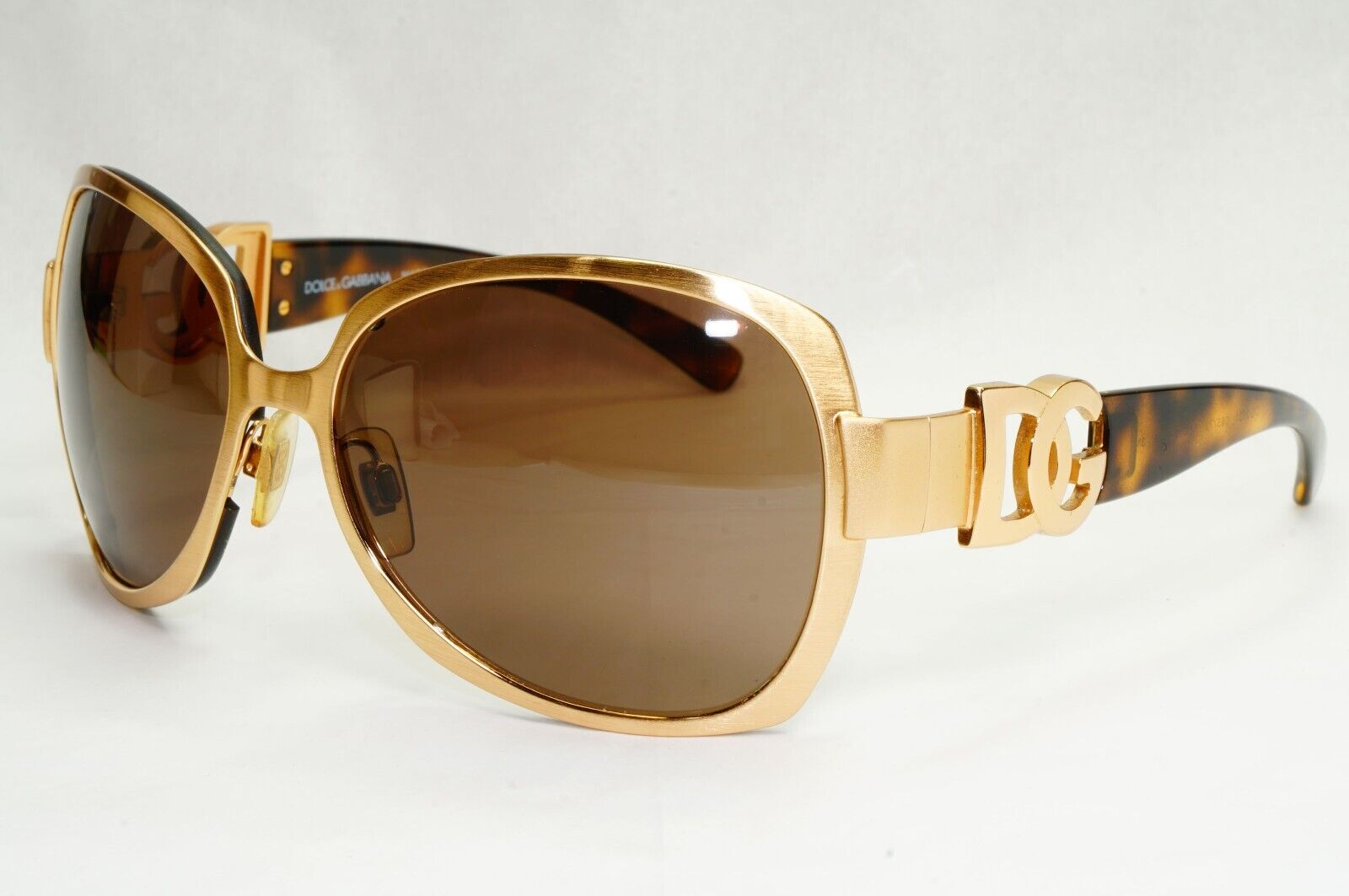 Dolce & Gabbana Sunglasses Vintage Gold Brown Square Metal DG 2031 065/73 270324